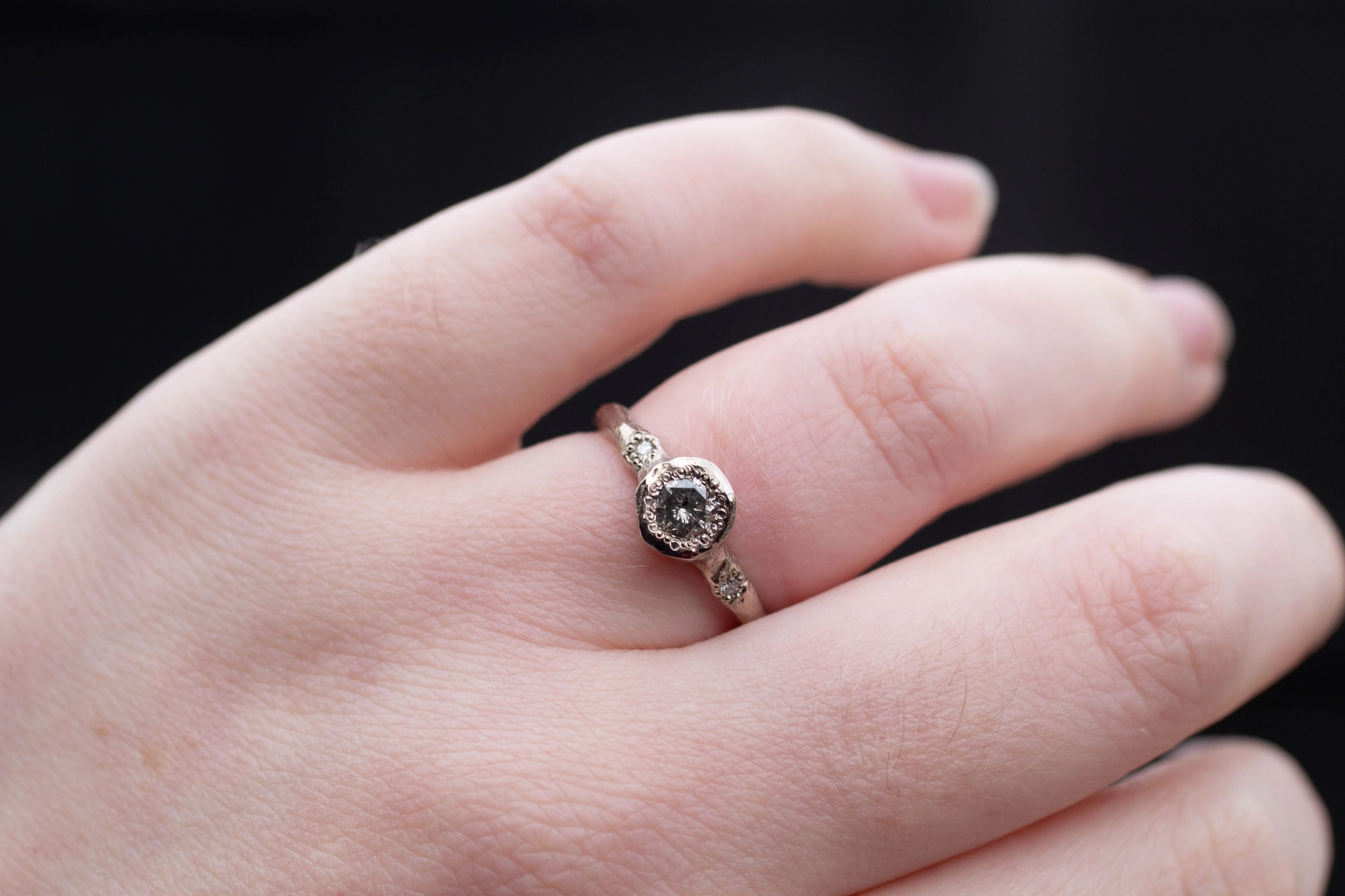 Neve Ring - 18ct White Gold with Salt and Pepper Diamond sold by Sophie Divett Jewelry product image thumbnail 5