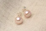 Button Pearl Studs - Natural - 10mm sold by Sophie Divett Jewelry