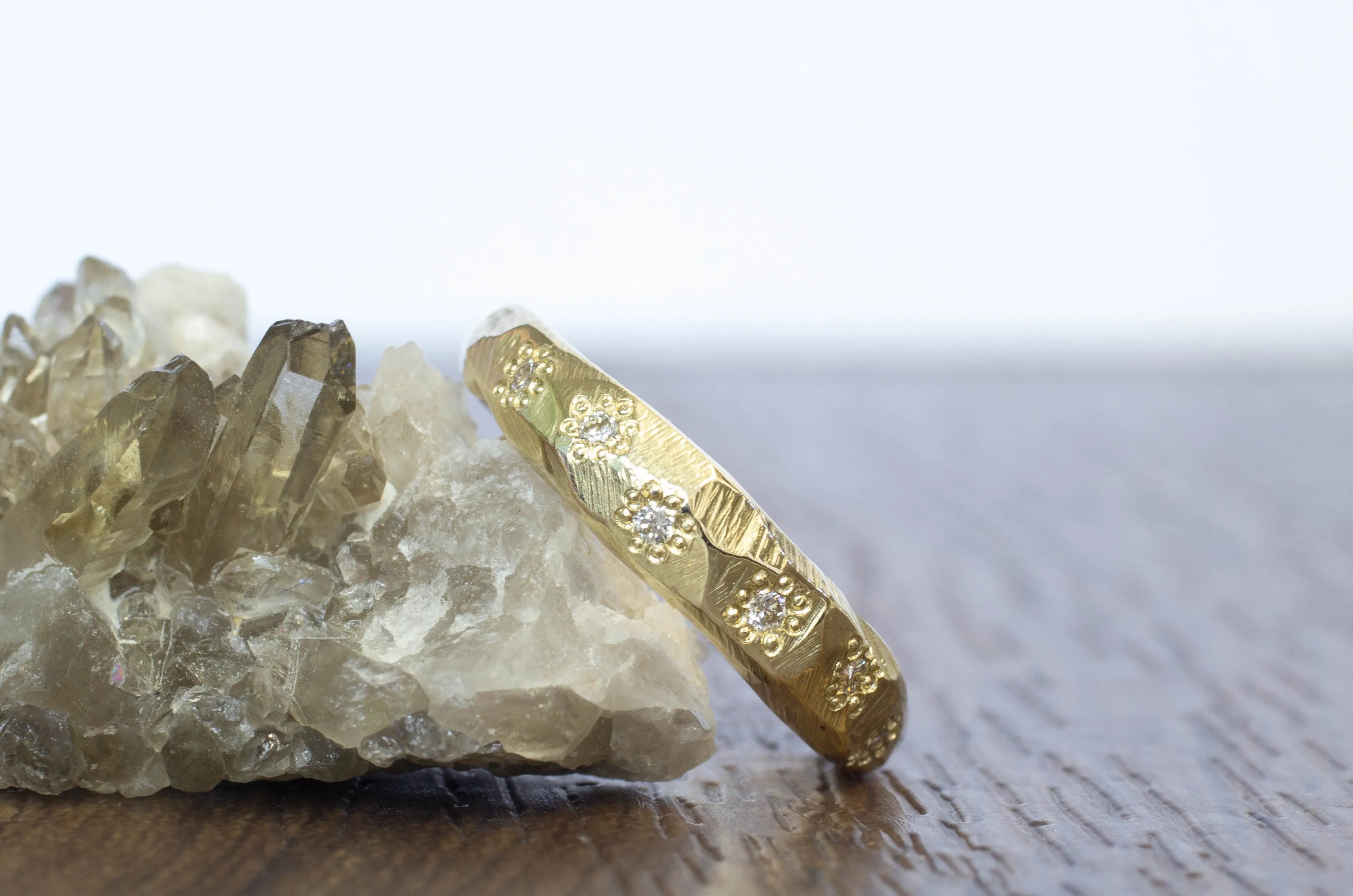 Hestia Ring - Gold with White Recycled Diamonds sold by Sophie Divett Jewelry