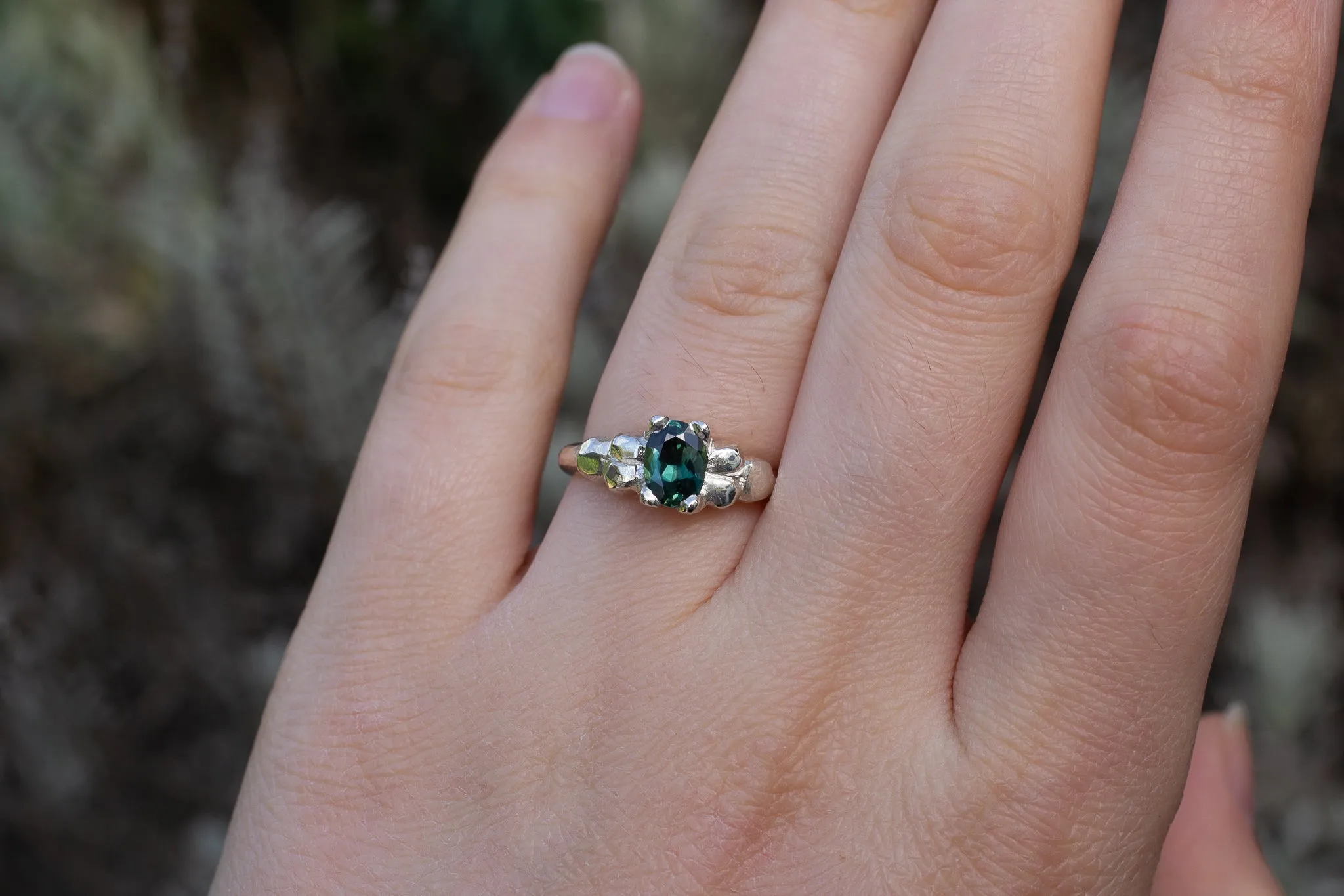 Oasis Ring - 9ct White Gold with Blue-Green Sapphire sold by Sophie Divett Jewelry product image thumbnail 3