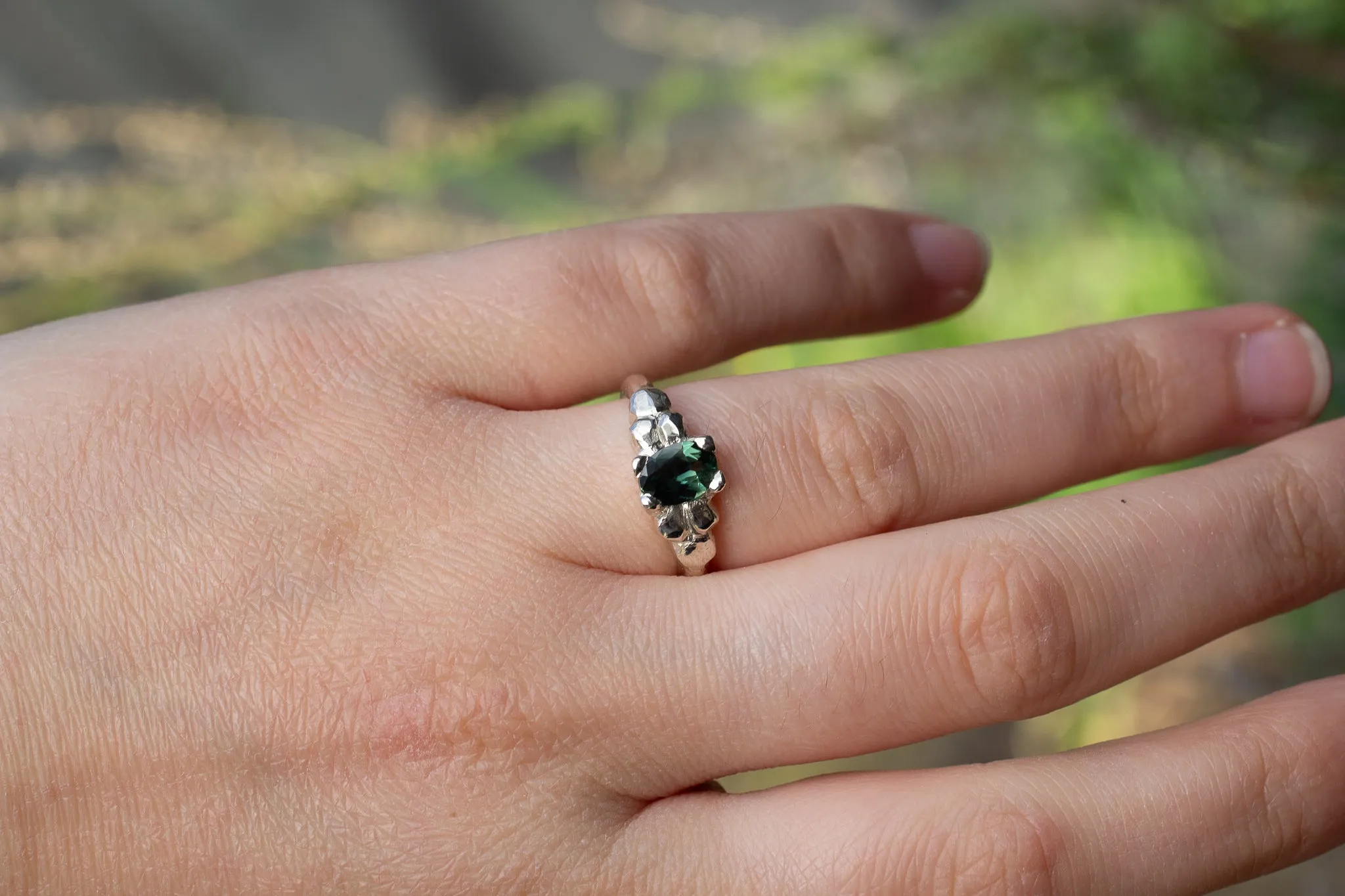 Oasis Ring - 9ct White Gold with Blue-Green Sapphire sold by Sophie Divett Jewelry product image thumbnail 5