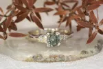 Mira Ring - 14ct White Gold with 5.5mm Green-Grey Sapphire sold by Sophie Divett Jewelry