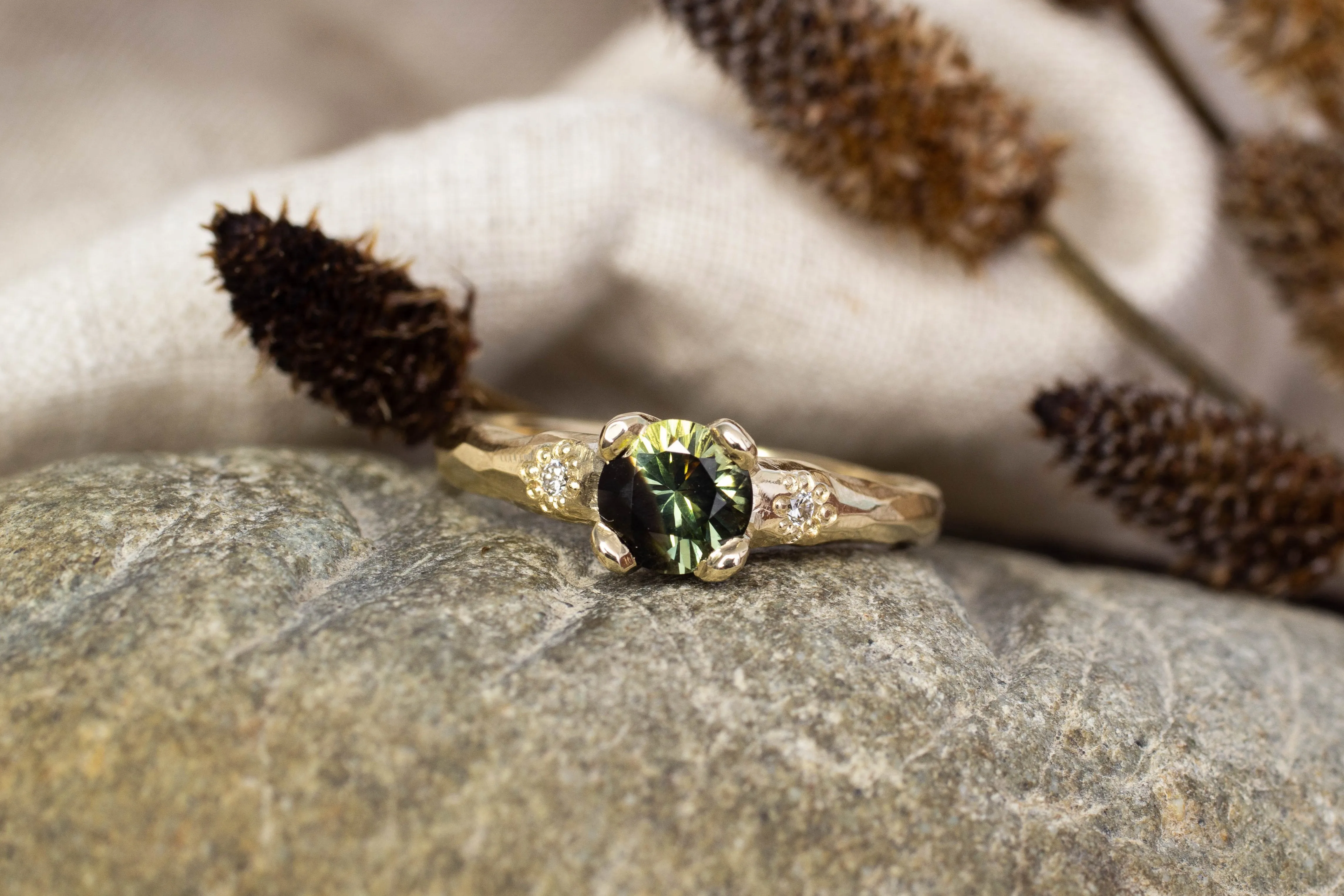Mira Ring - 9ct Yellow Gold with 5.5mm Yellow-Green Sapphire sold by Sophie Divett Jewelry product image thumbnail 2