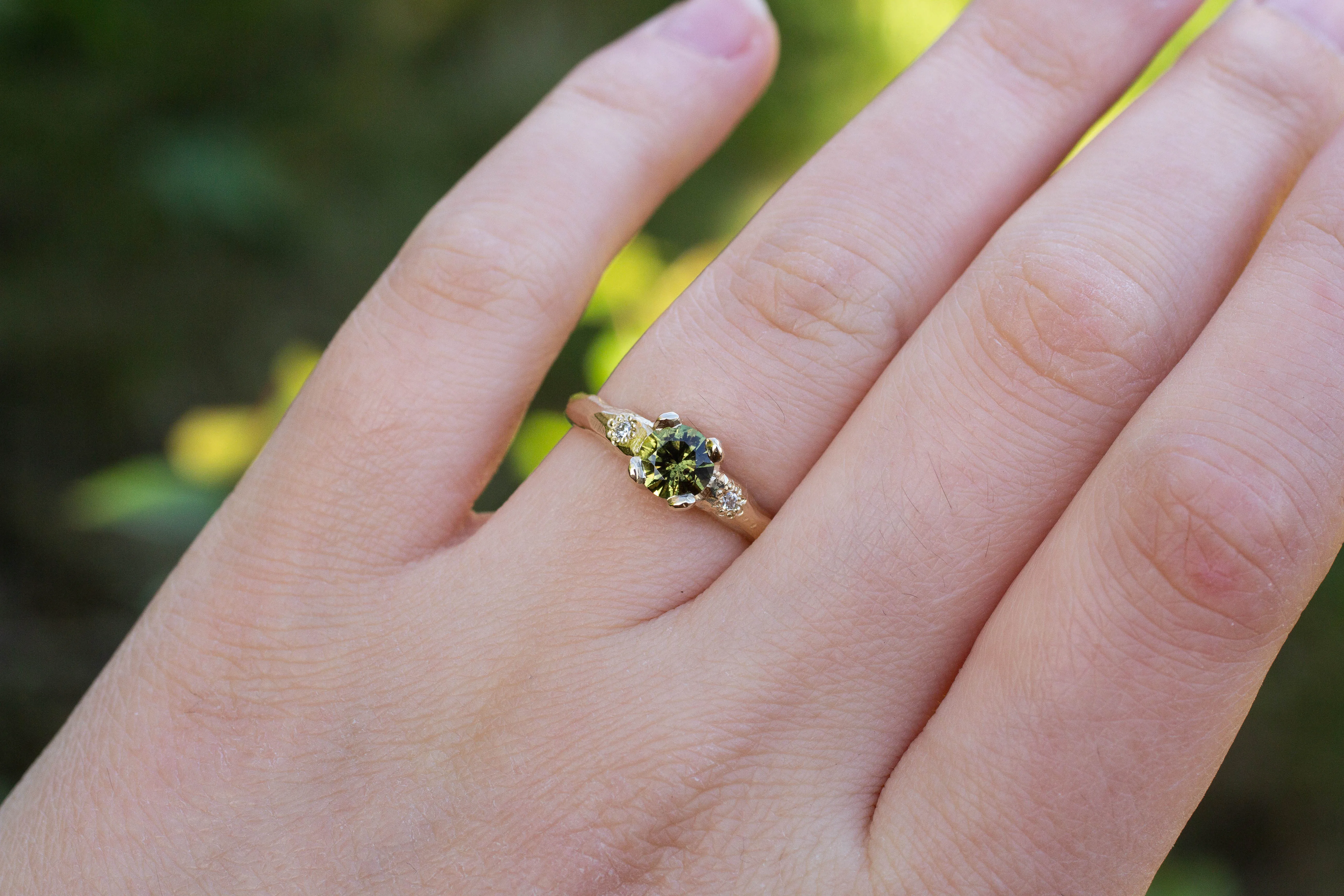 Mira Ring - 9ct Yellow Gold with 5.75mm Green Sapphire sold by Sophie Divett Jewelry product image thumbnail 3