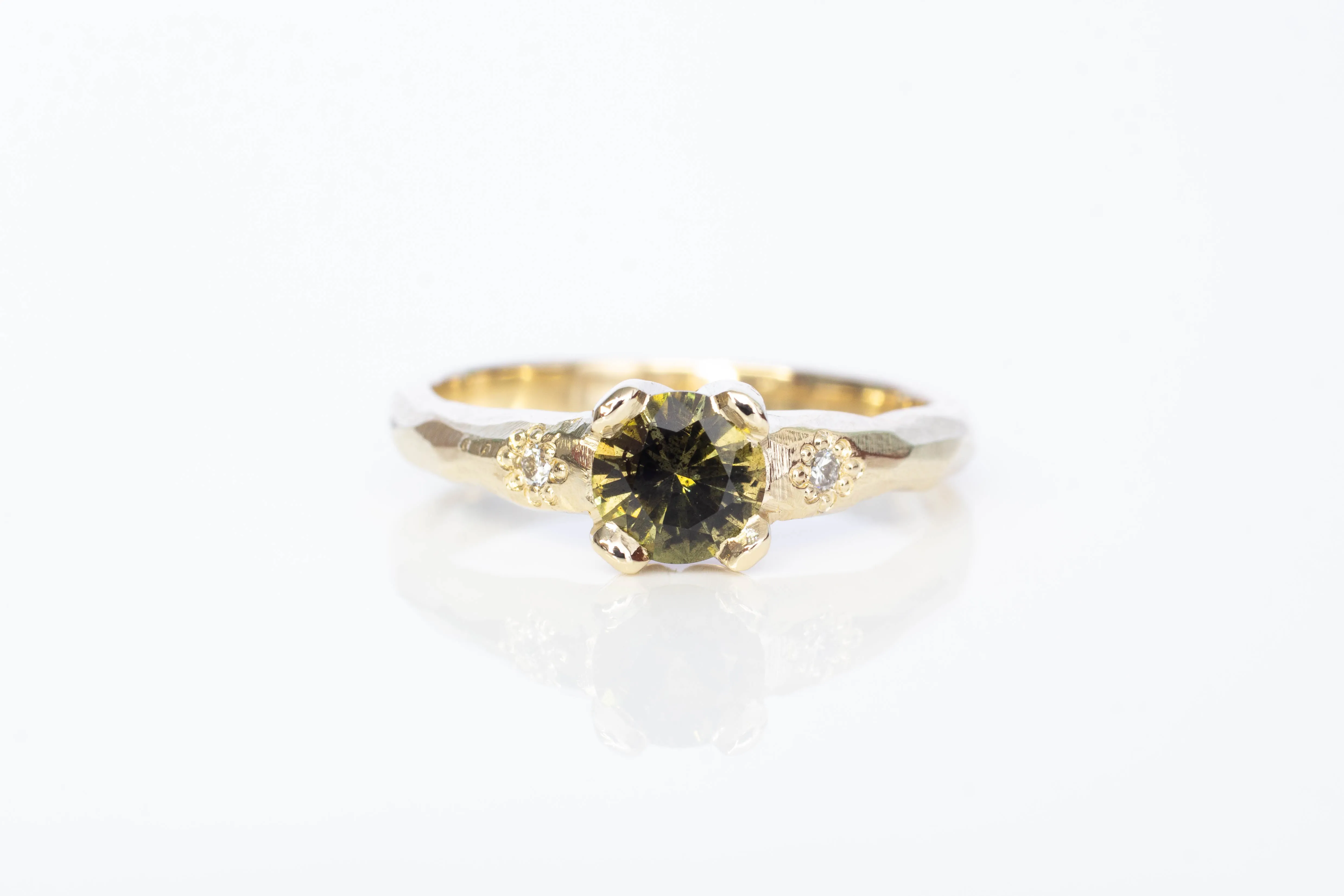 Mira Ring - 9ct Yellow Gold with 5.75mm Green Sapphire sold by Sophie Divett Jewelry
