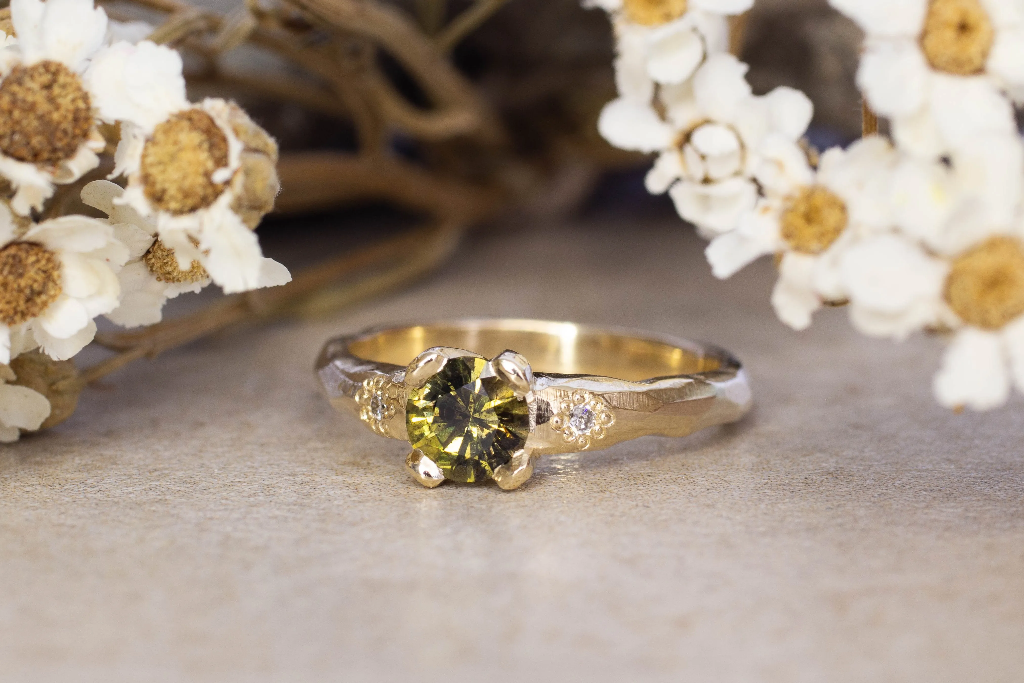 Mira Ring - 9ct Yellow Gold with 5.75mm Green Sapphire sold by Sophie Divett Jewelry product image thumbnail 2