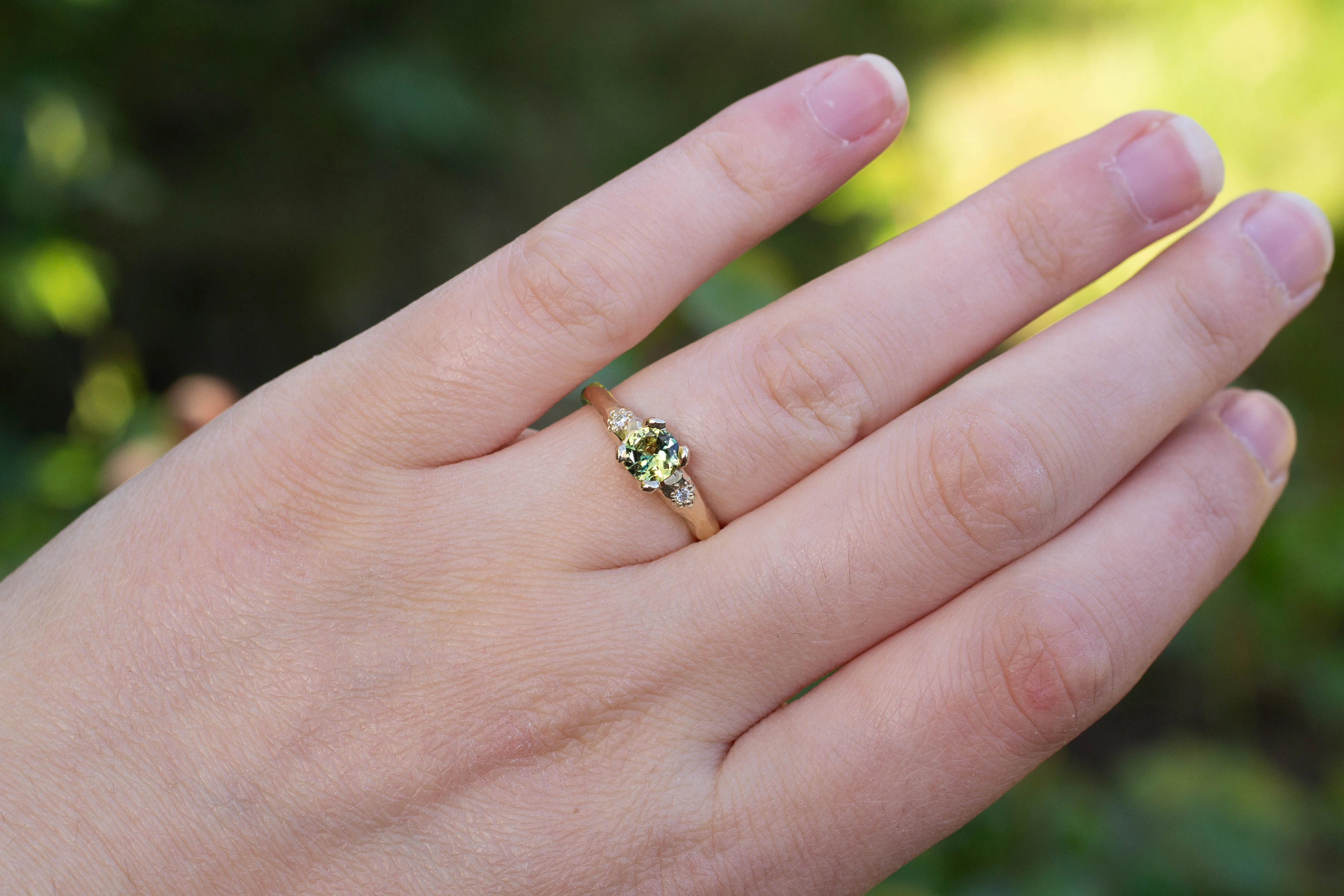 Mira Ring - 9ct Yellow Gold with 5.4mm Yellow-Blue Parti Sapphire sold by Sophie Divett Jewelry product image thumbnail 3