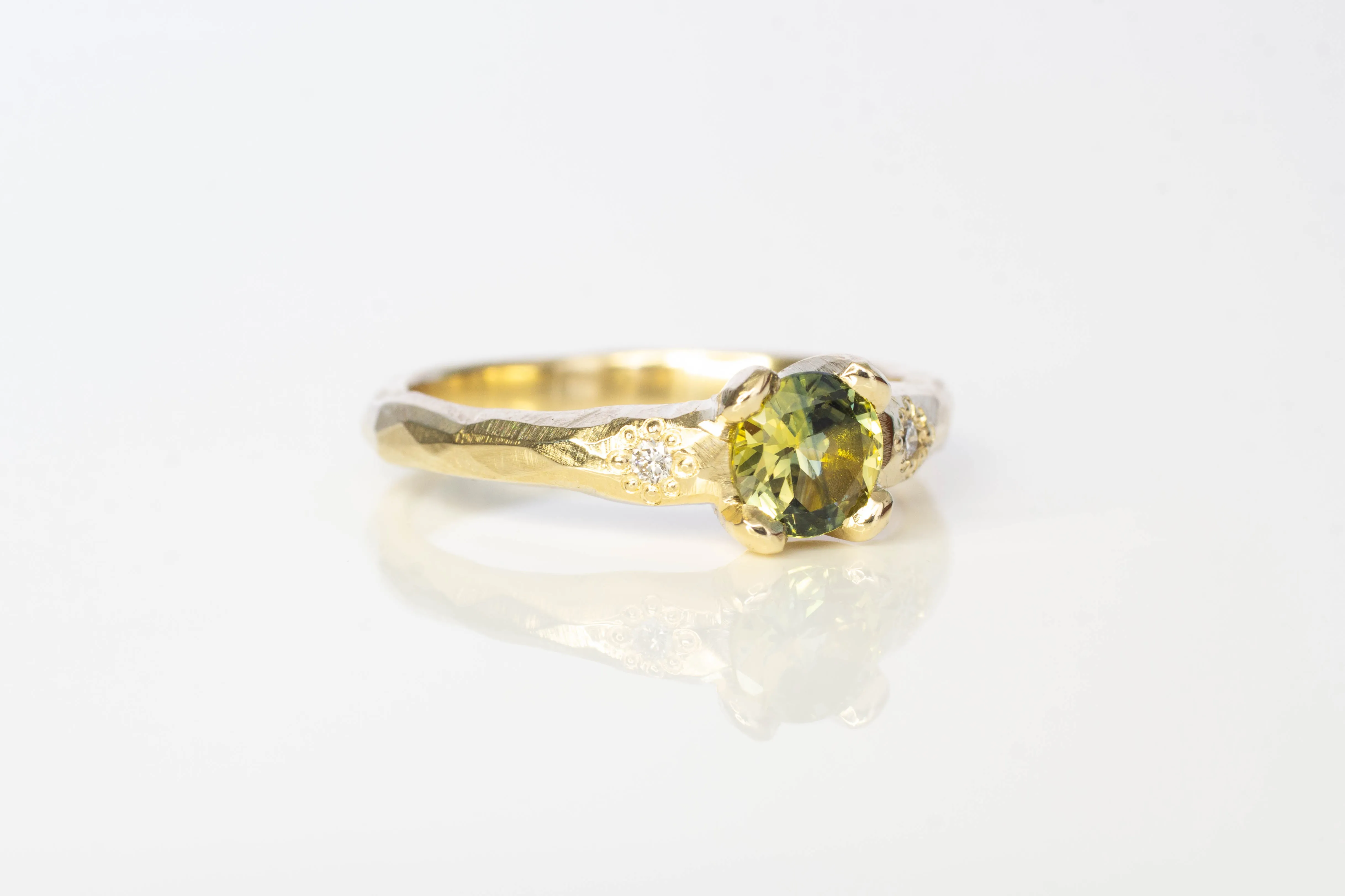 Mira Ring - 9ct Yellow Gold with 5.4mm Yellow-Blue Parti Sapphire sold by Sophie Divett Jewelry product image thumbnail 5