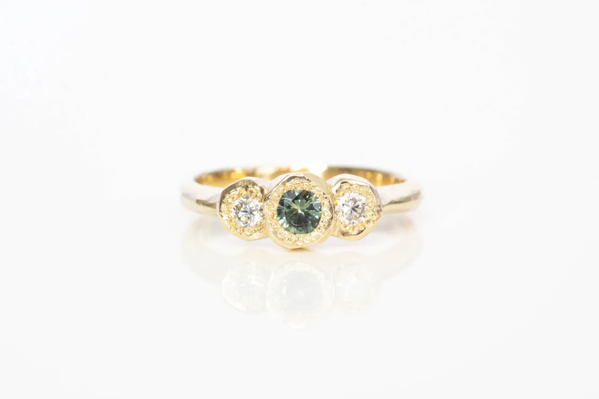 Torci Ring - 9ct Yellow Gold with Green Sapphire and Diamonds sold by Sophie Divett Jewelry