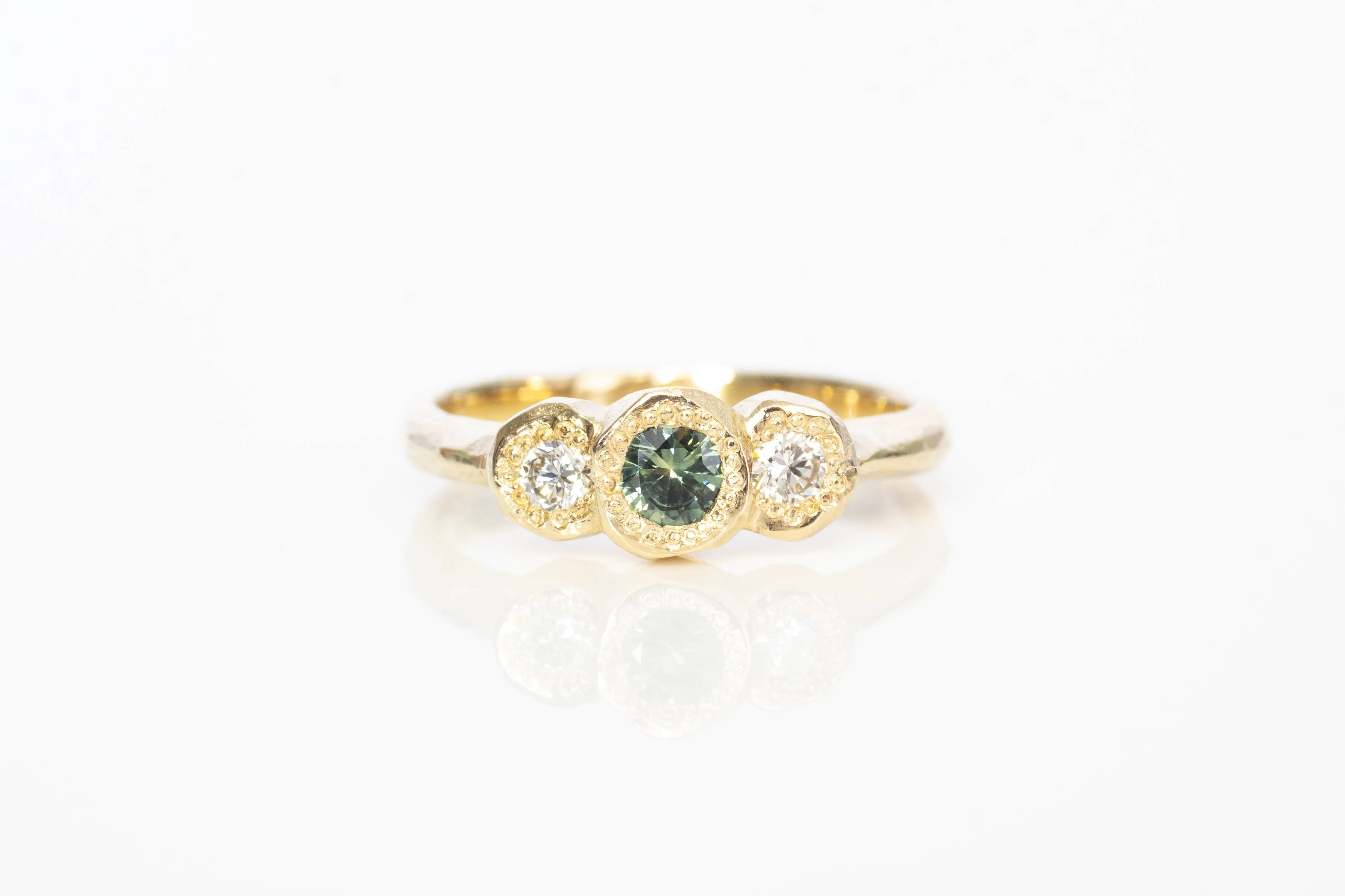 Torci Ring - 9ct Yellow Gold with Green Sapphire and Diamonds sold by Sophie Divett Jewelry