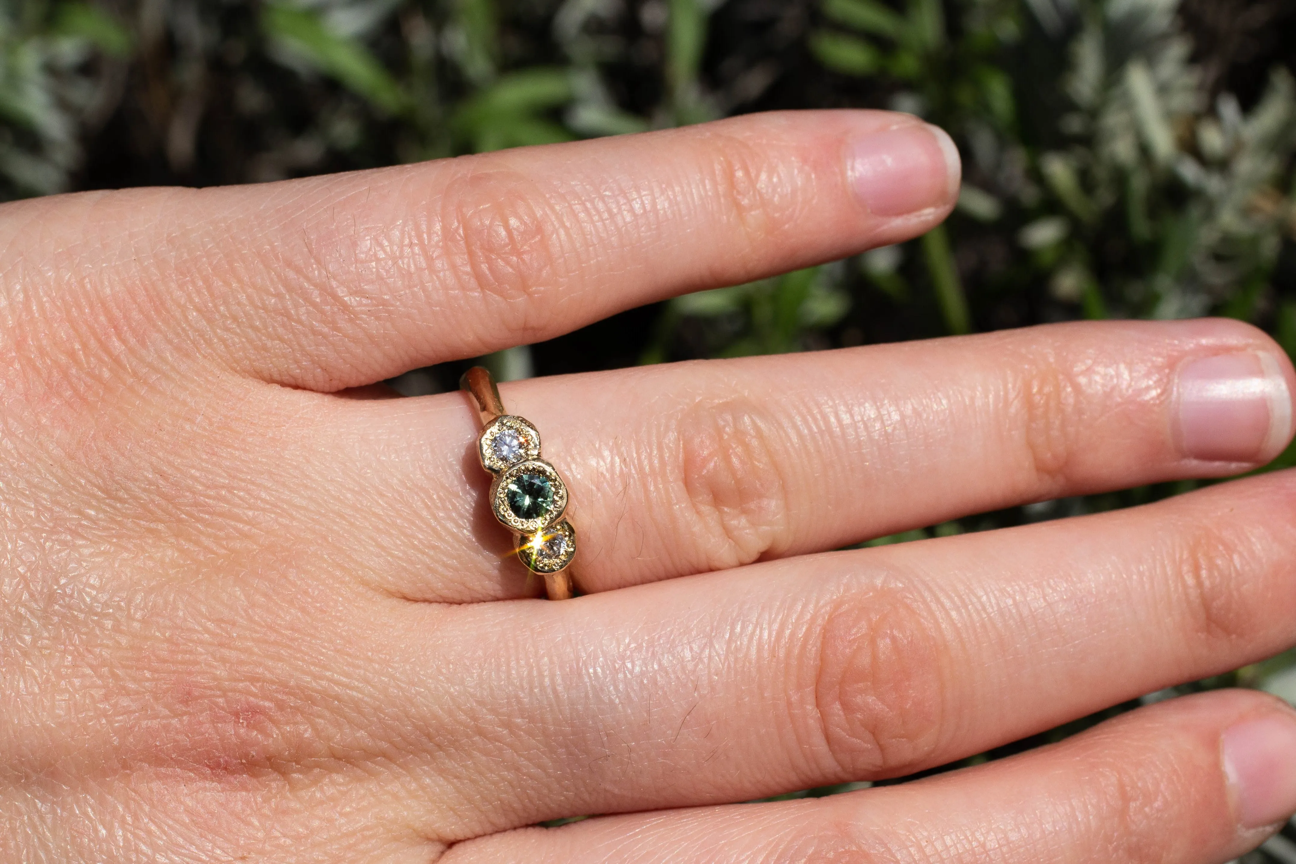 Torci Ring - 9ct Yellow Gold with Green Sapphire and Diamonds sold by Sophie Divett Jewelry product image thumbnail 3