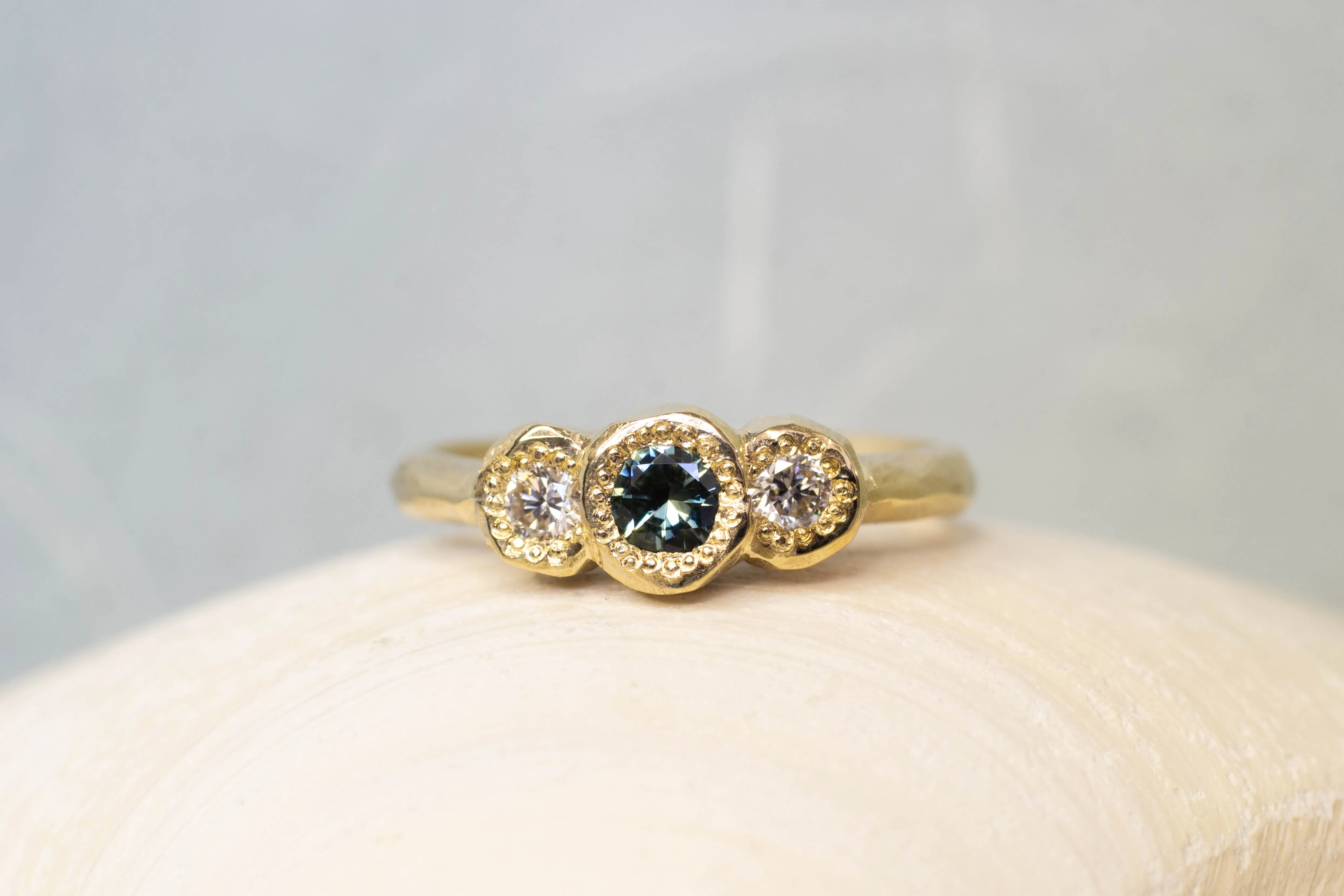 Torci Ring - 9ct Yellow Gold with Green Sapphire and Diamonds sold by Sophie Divett Jewelry product image thumbnail 2