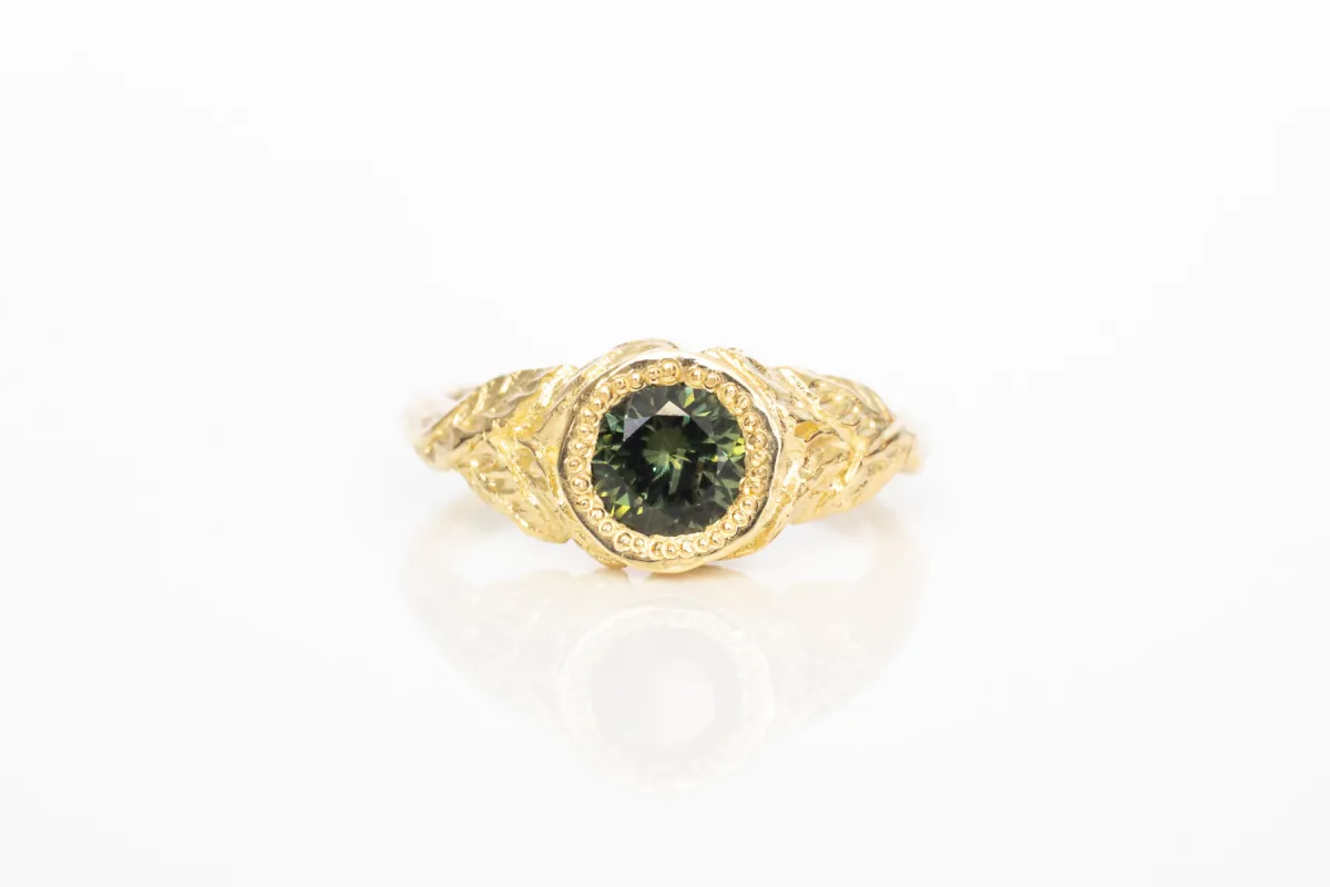 ON HOLD - Persephone Ring - 18ct Yellow Gold with Green Sapphire sold by Sophie Divett Jewelry