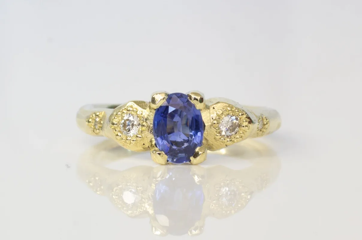 Thalia Ring - 14ct Yellow Gold with Ceylon Sapphire and Diamonds sold by Sophie Divett Jewelry