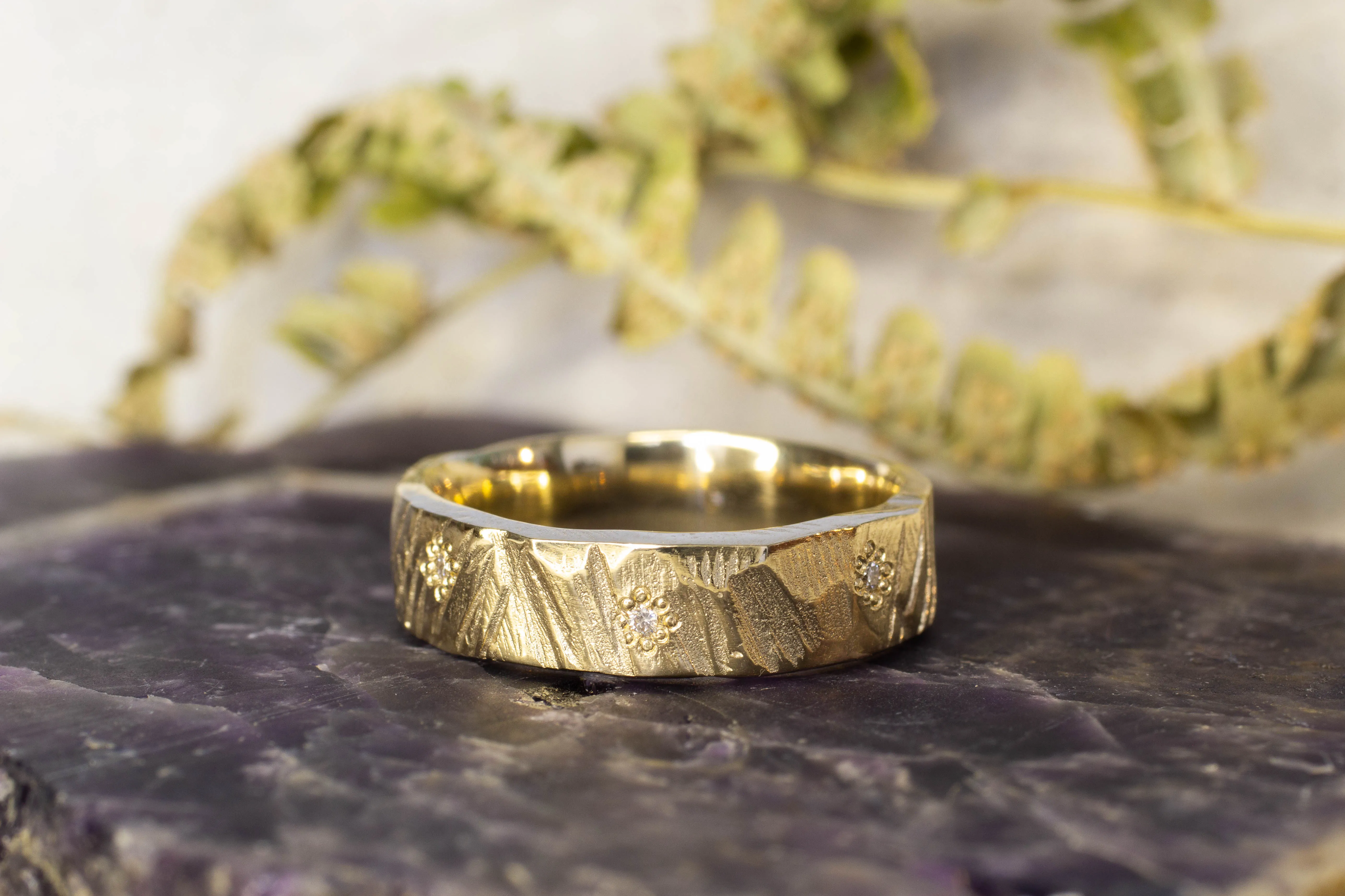 Wide Bark Band with Gems sold by Sophie Divett Jewelry