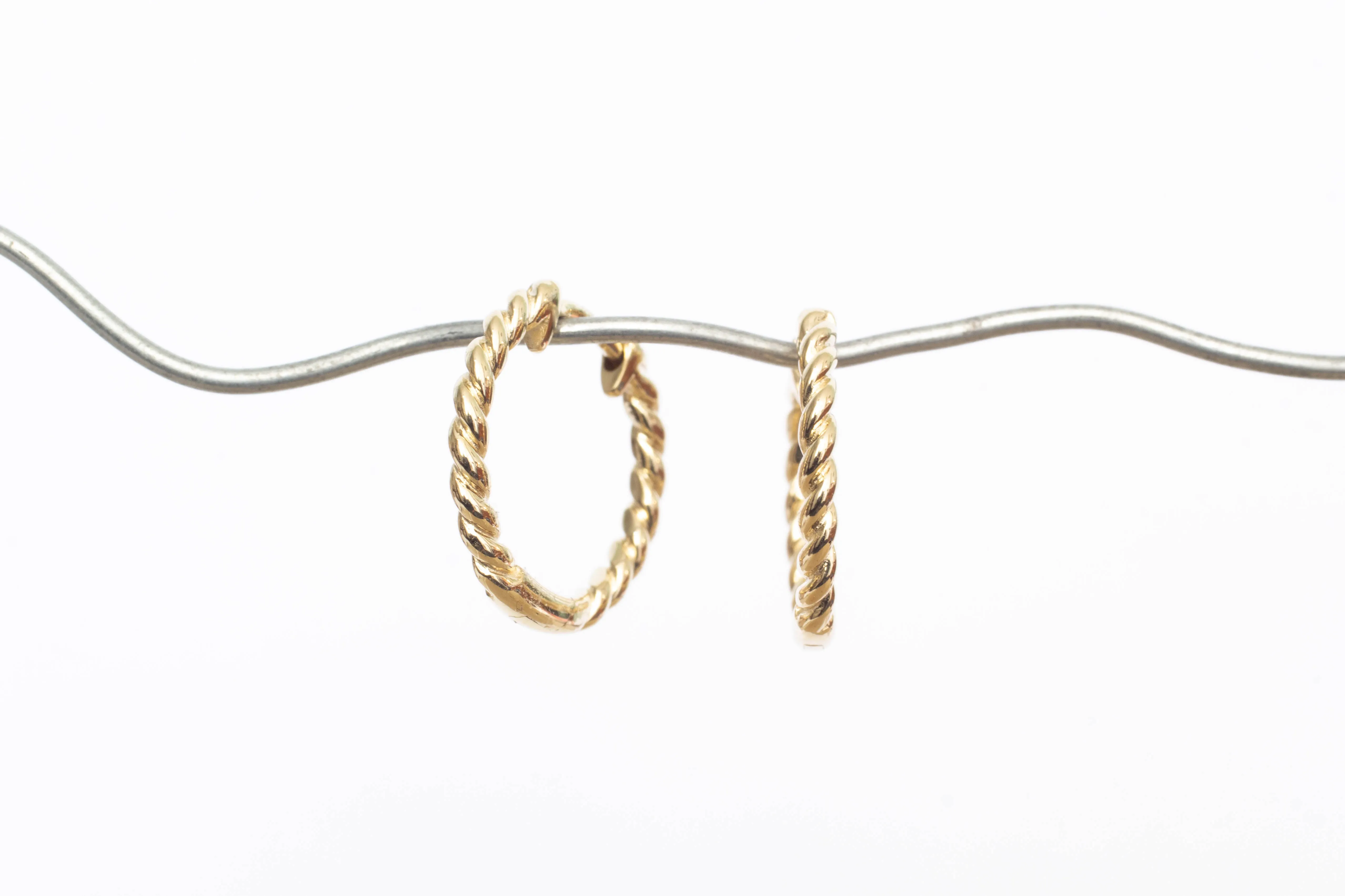 Twisted Huggie Earrings - 9ct Yellow Gold sold by Sophie Divett Jewelry product image thumbnail 5
