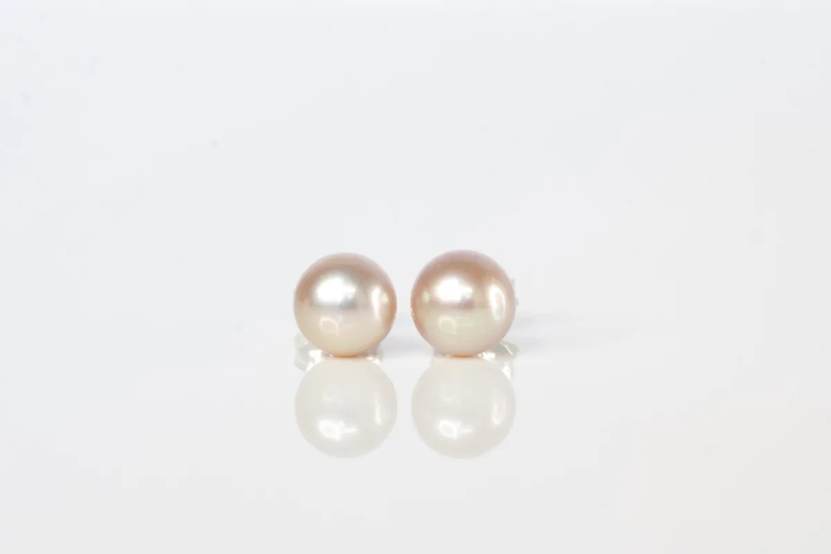 Round Pearl Studs - Natural - 8mm sold by Sophie Divett Jewelry