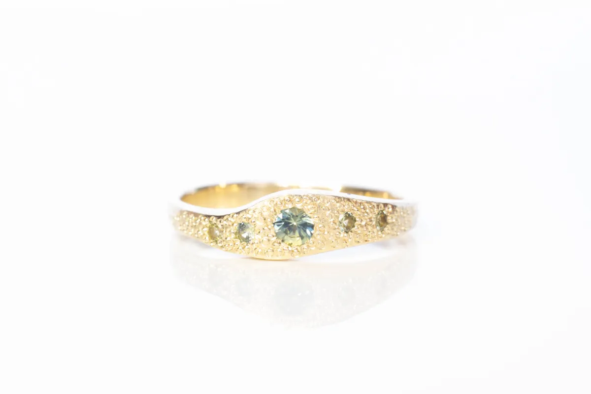 Seafoam Ring - 9ct Yellow Gold with Green Sapphires sold by Sophie Divett Jewelry