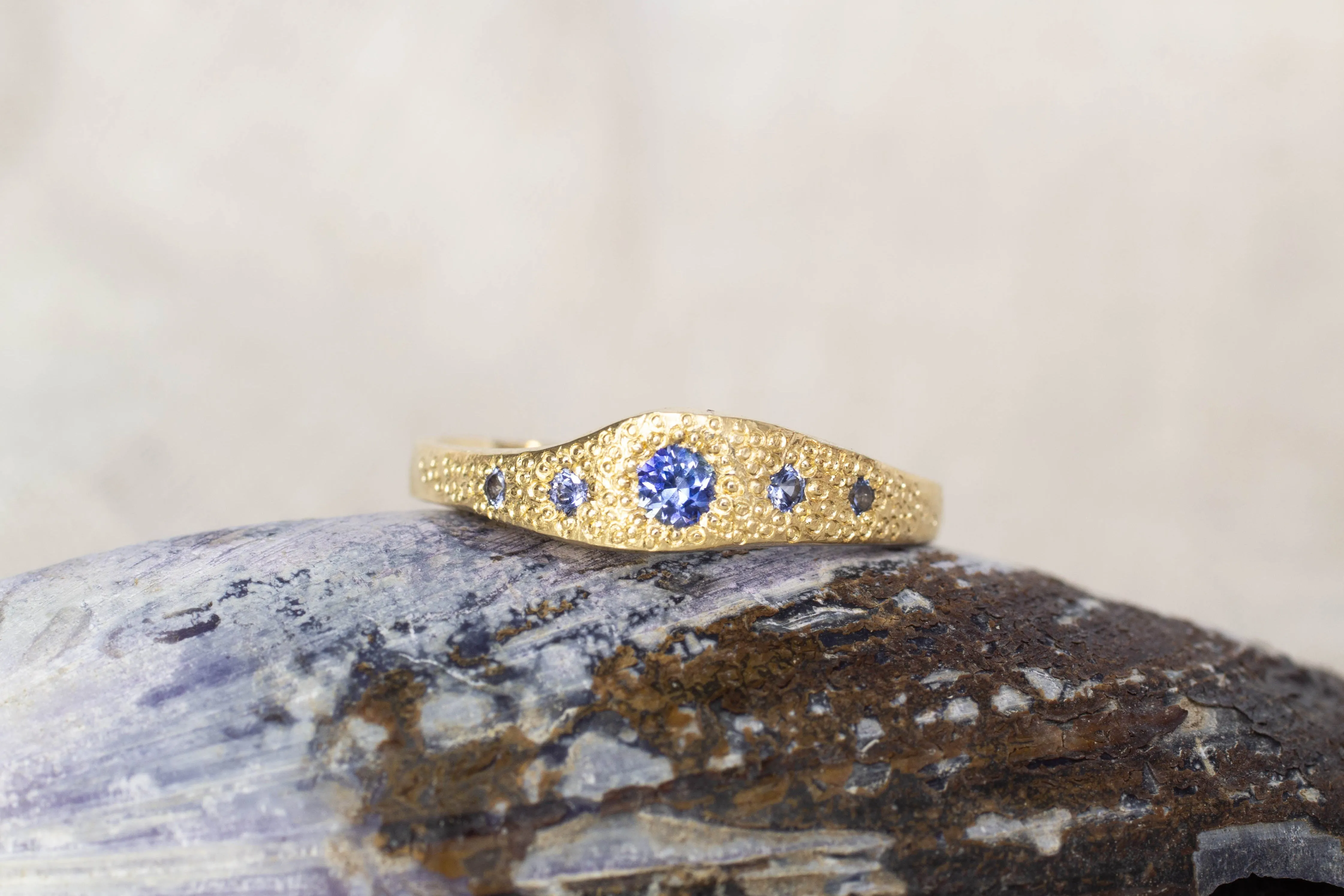Seafoam Ring - 9ct Yellow Gold with Ceylon Sapphires sold by Sophie Divett Jewelry product image thumbnail 2