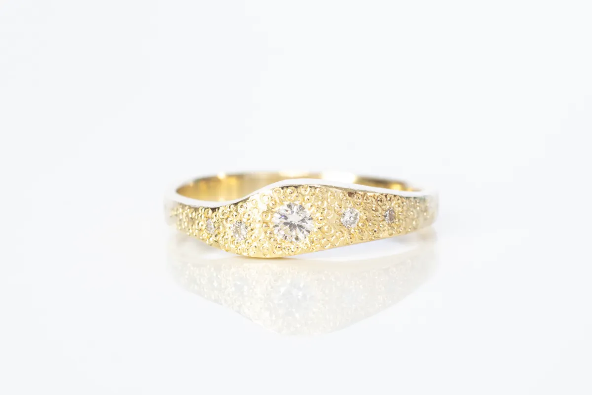 Seafoam Ring - 9ct Yellow Gold with Lab Diamonds sold by Sophie Divett Jewelry