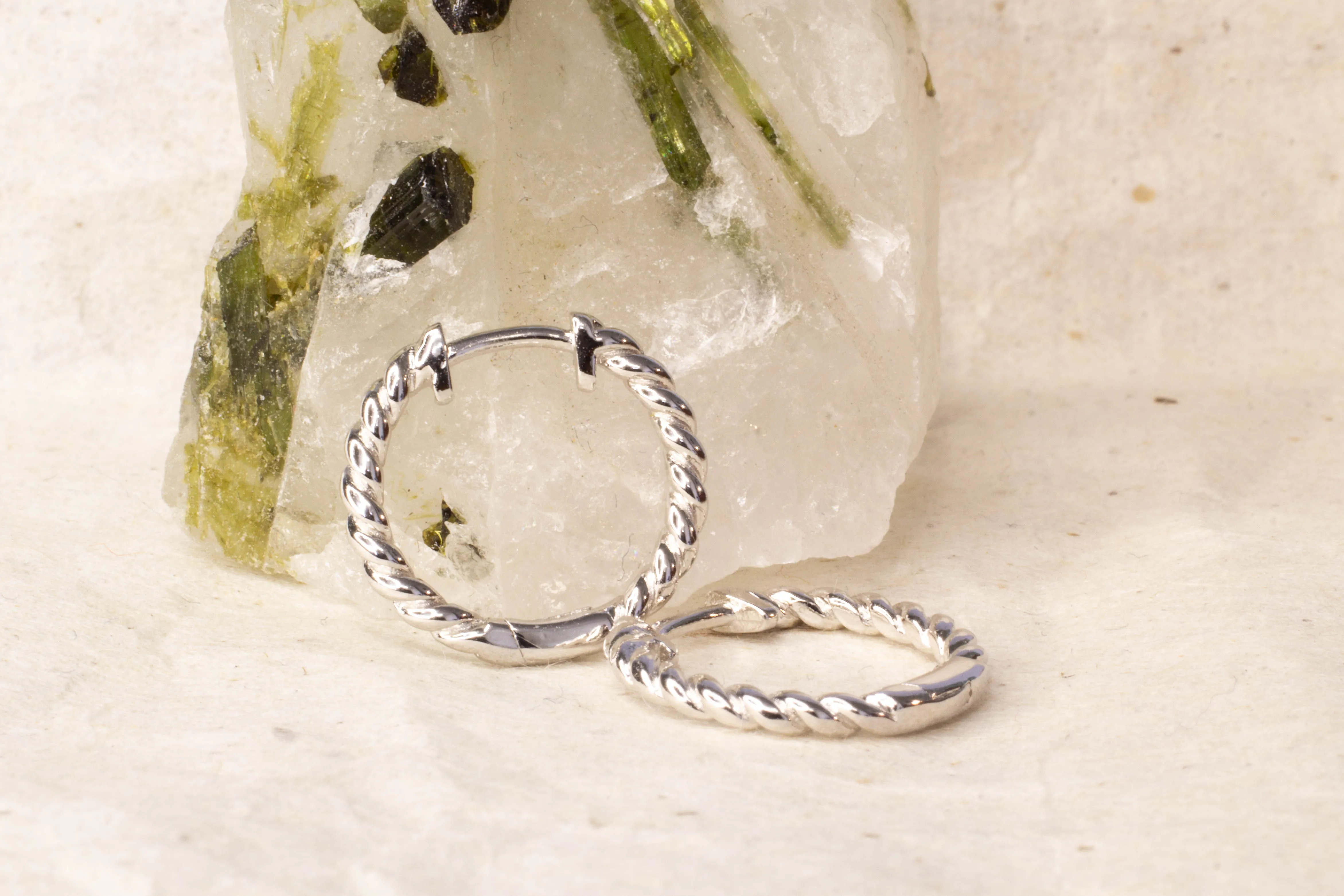 Twisted Huggie Earrings - Sterling Silver sold by Sophie Divett Jewelry