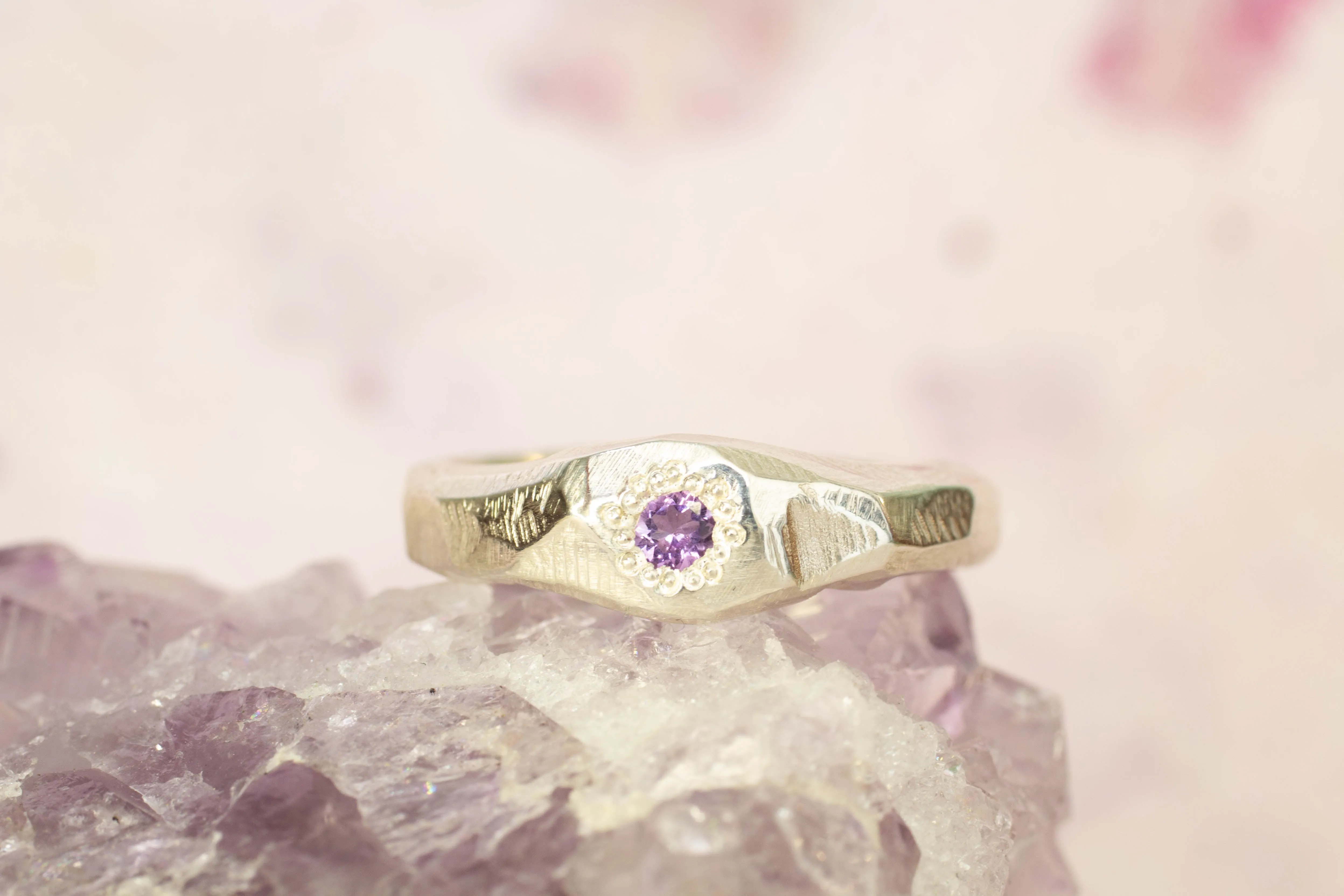 Hestia Ring - Sterling Silver with Amethyst sold by Sophie Divett Jewelry