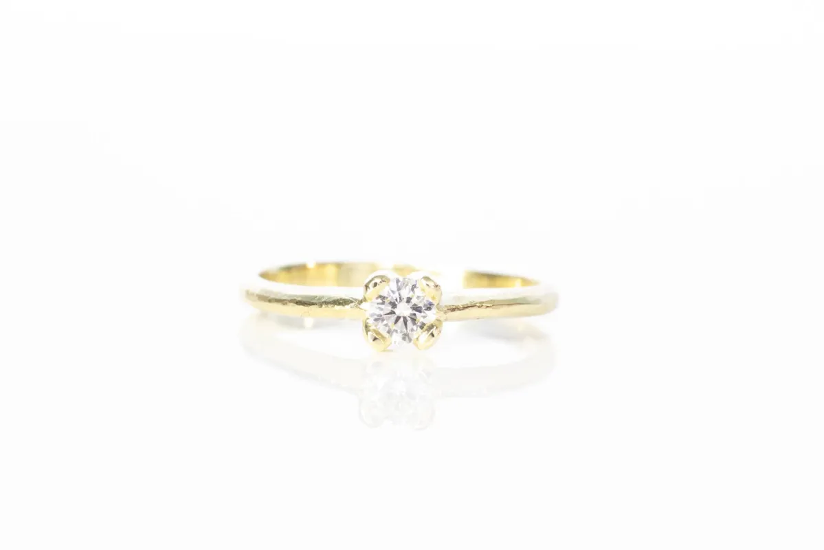 Droplet Ring - 14ct Yellow Gold with Lab-Grown Diamond sold by Sophie Divett Jewelry