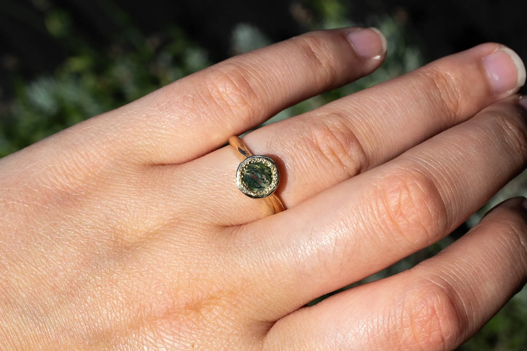 Lota Ring - 9ct Yellow Gold with Moss Agate sold by Sophie Divett Jewelry product image thumbnail 4