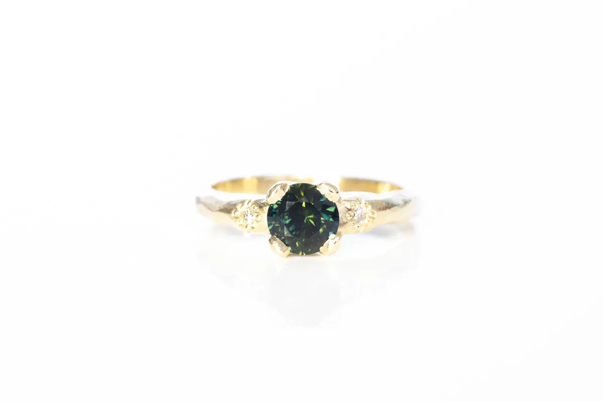 Mira Ring - 9ct Yellow Gold with Deep Green Sapphire sold by Sophie Divett Jewelry