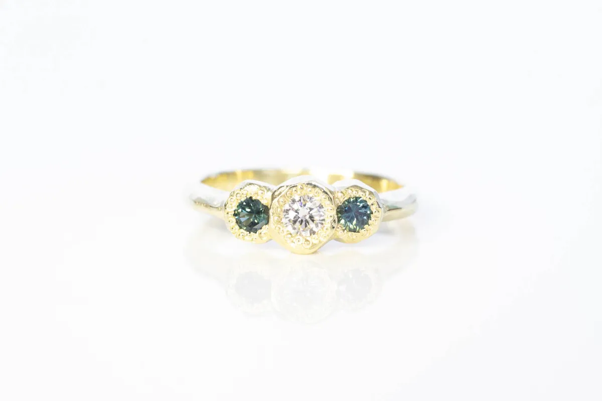Torci Ring - 14ct Yellow Gold with Diamond and Sapphires sold by Sophie Divett Jewelry