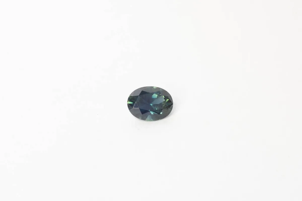 7.5x5.8mm Sapphire: 1.28ct Oval - Green Blue sold by Sophie Divett Jewelry