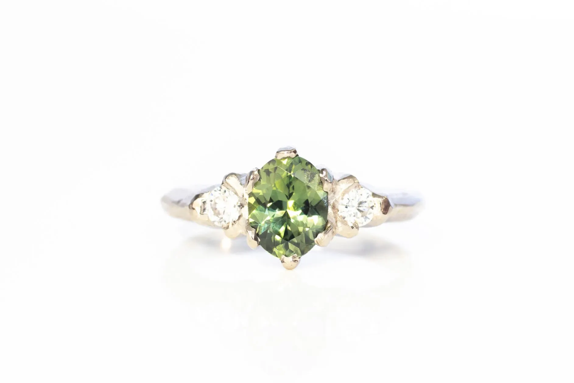 Helios Ring - 18ct White Gold with Green Sapphire and Diamonds sold by Sophie Divett Jewelry