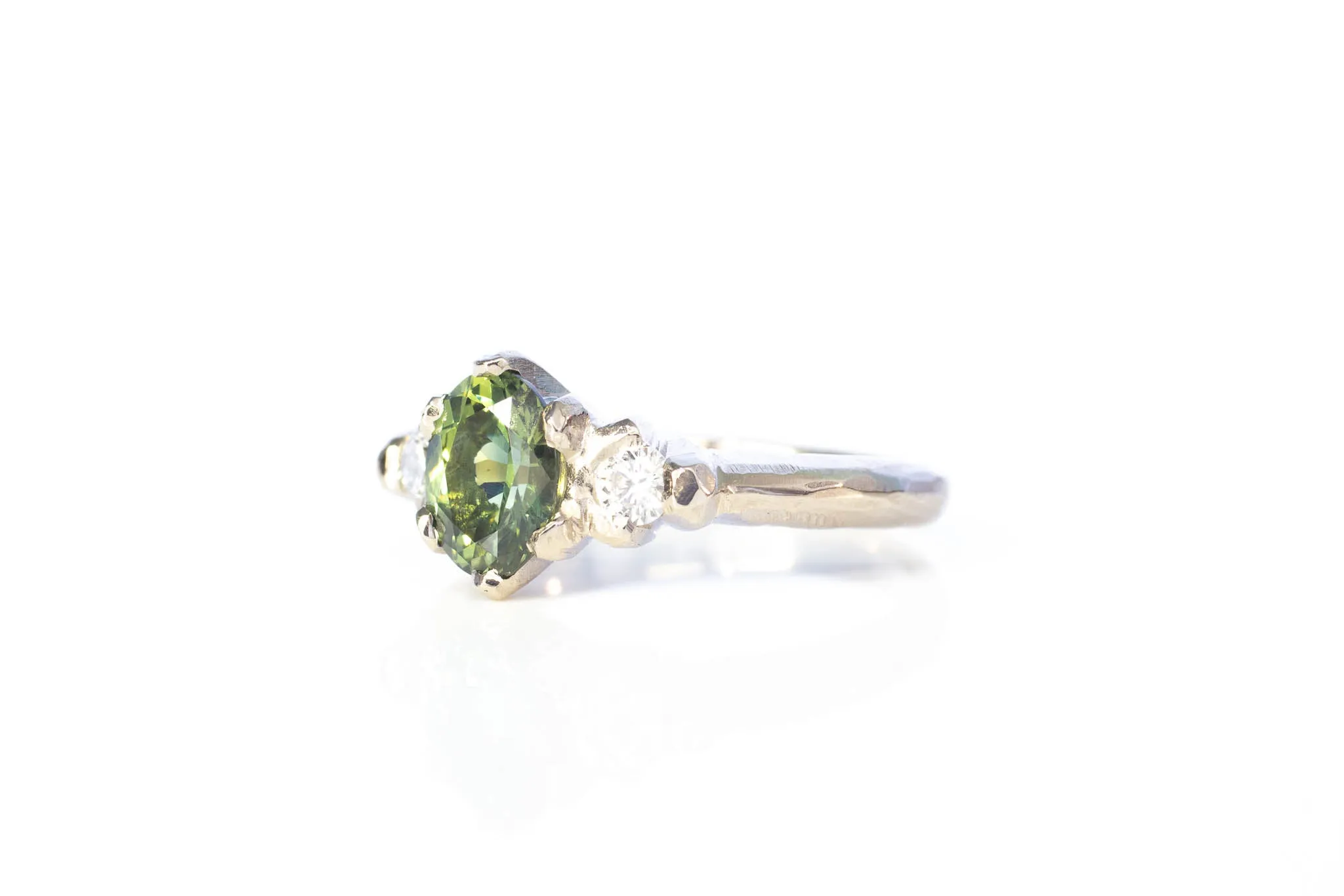 Helios Ring - 18ct White Gold with Green Sapphire and Diamonds sold by Sophie Divett Jewelry product image thumbnail 5