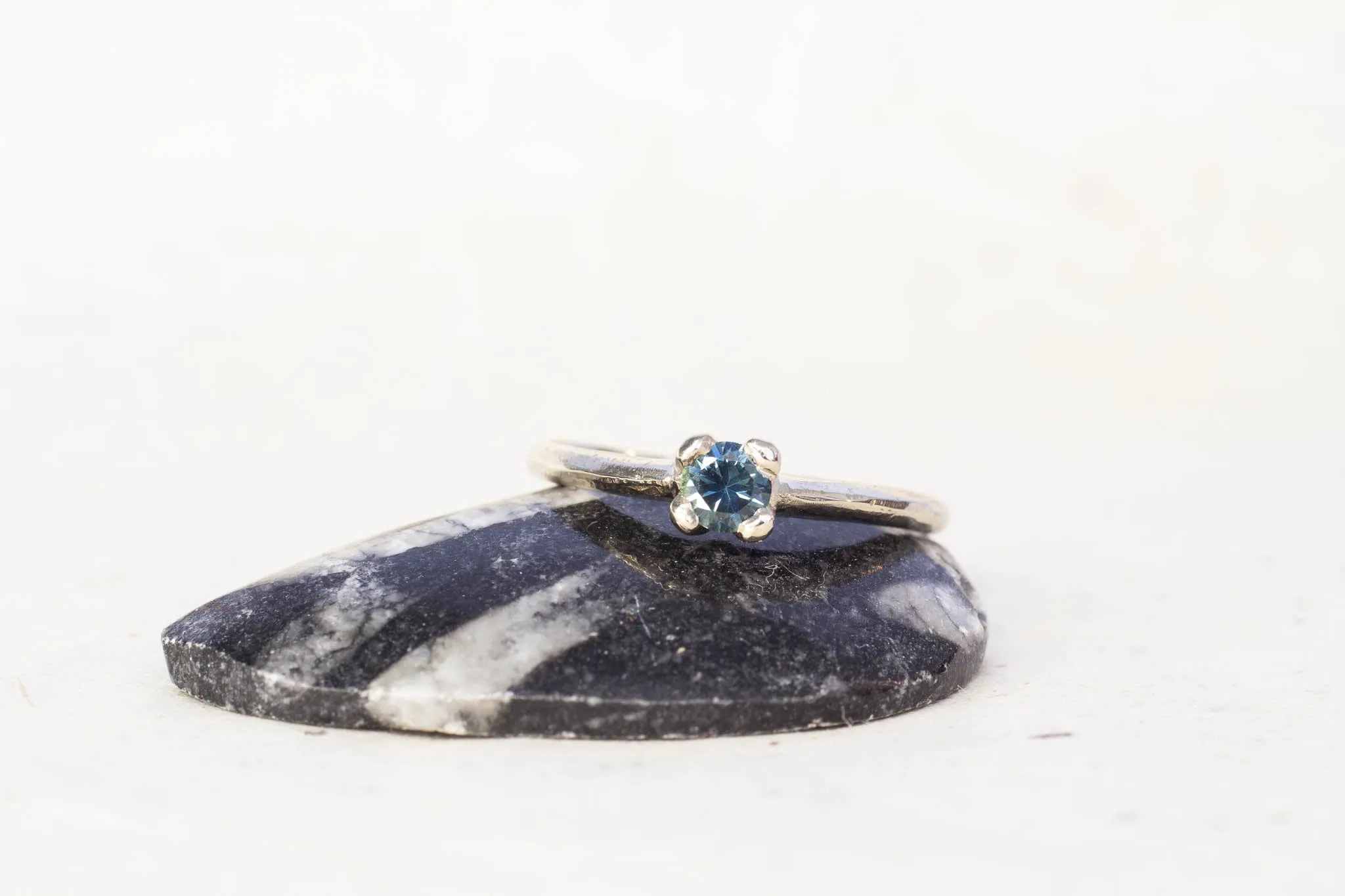 Droplet Ring - 14ct White Gold with Teal Sapphire sold by Sophie Divett Jewelry product image thumbnail 2