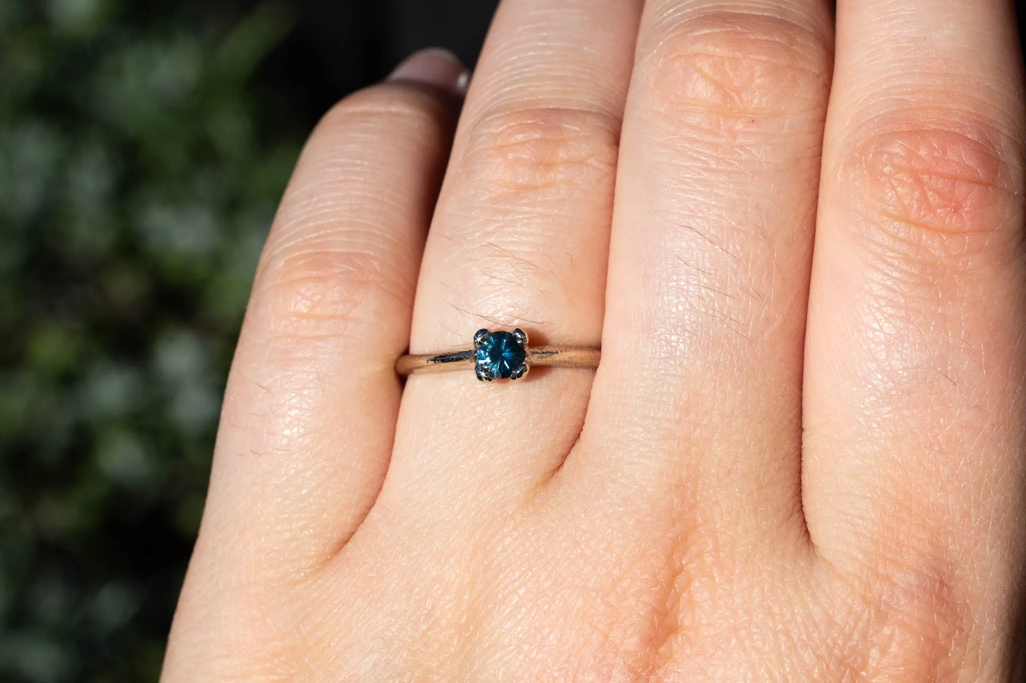 Droplet Ring - 14ct White Gold with Teal Sapphire sold by Sophie Divett Jewelry product image thumbnail 3