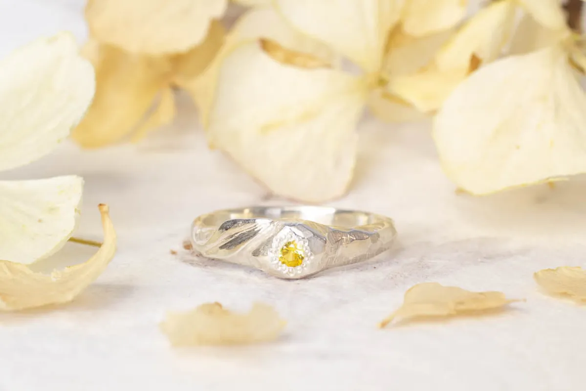 Daphne Ring - Sterling Silver with Yellow Sapphire sold by Sophie Divett Jewelry