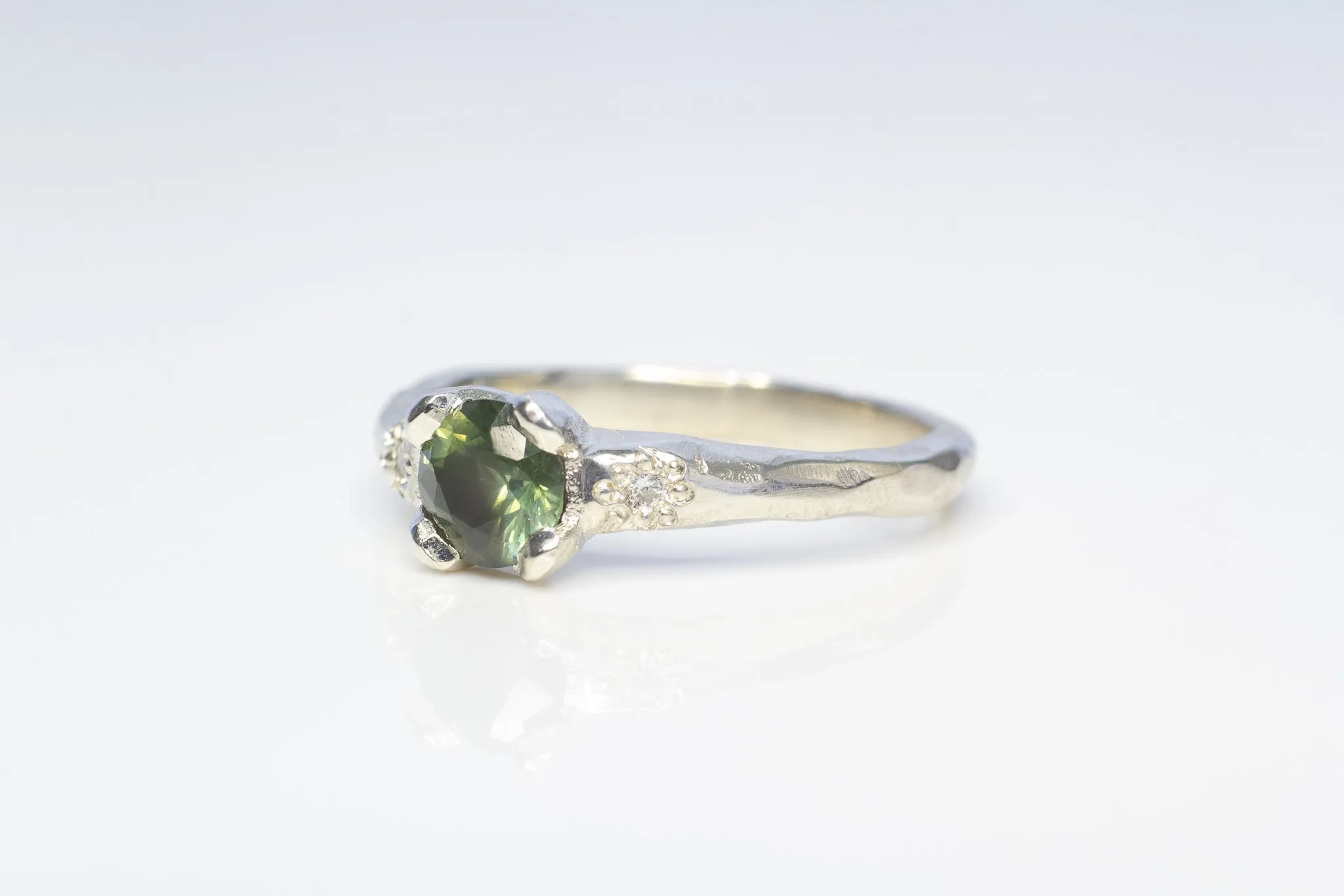 Mira Ring - 9ct White Gold with 0.8ct Green Sapphire sold by Sophie Divett Jewelry product image thumbnail 5