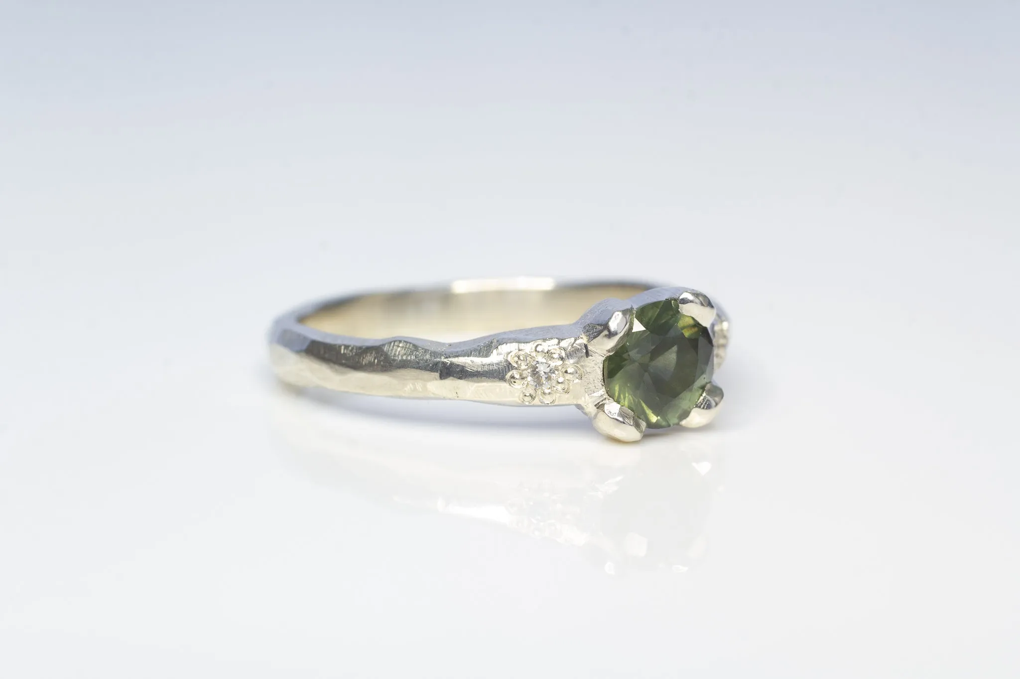 Mira Ring - 9ct White Gold with 0.8ct Green Sapphire sold by Sophie Divett Jewelry product image thumbnail 4