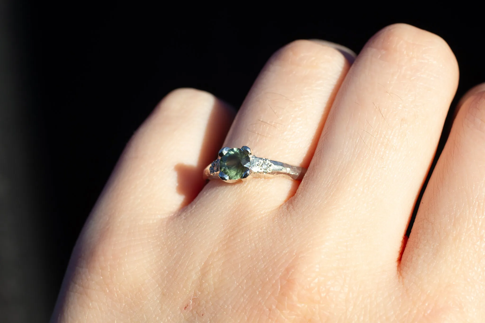 Mira Ring - 9ct White Gold with 0.8ct Green Sapphire sold by Sophie Divett Jewelry product image thumbnail 2