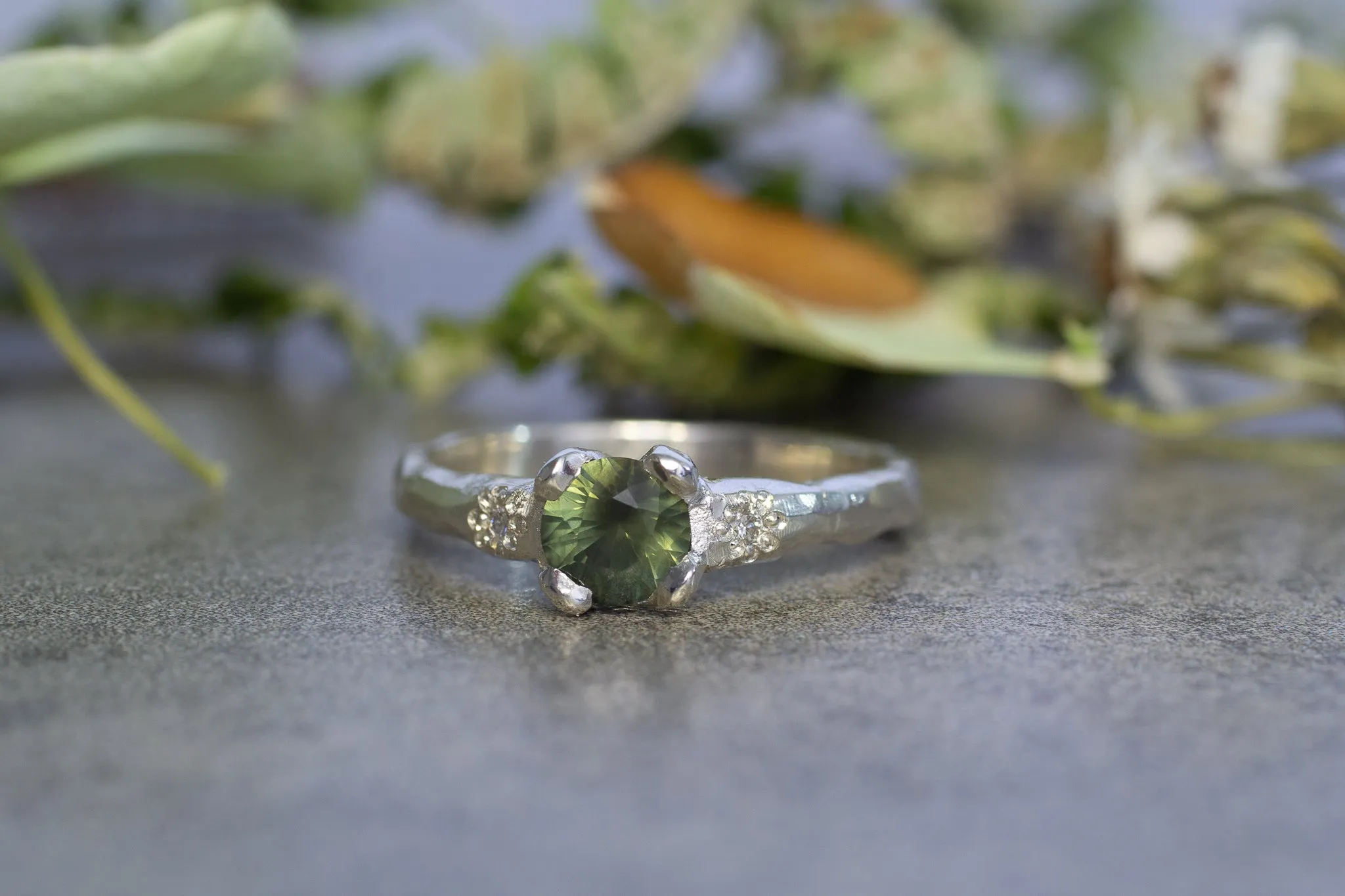 Mira Ring - 9ct White Gold with 0.8ct Green Sapphire sold by Sophie Divett Jewelry product image thumbnail 3