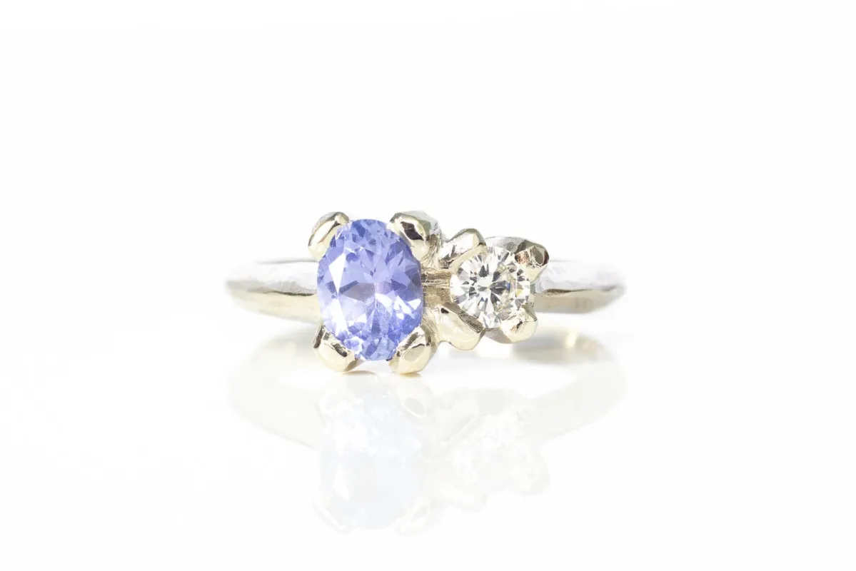 Duo Ring - 14ct White Gold with Ceylon Sapphire and Diamond sold by Sophie Divett Jewelry