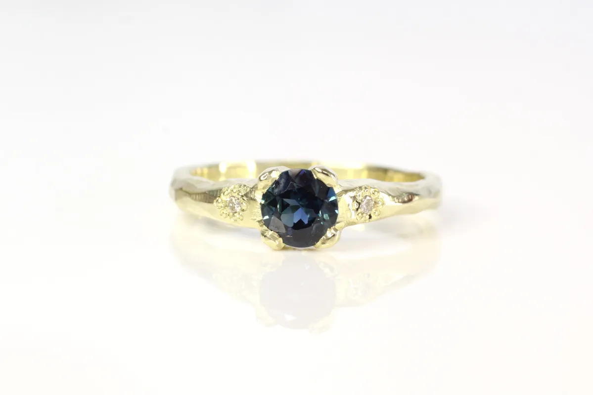 Mira Ring - 14ct Yellow Gold with 0.93ct Teal Sapphire sold by Sophie Divett Jewelry