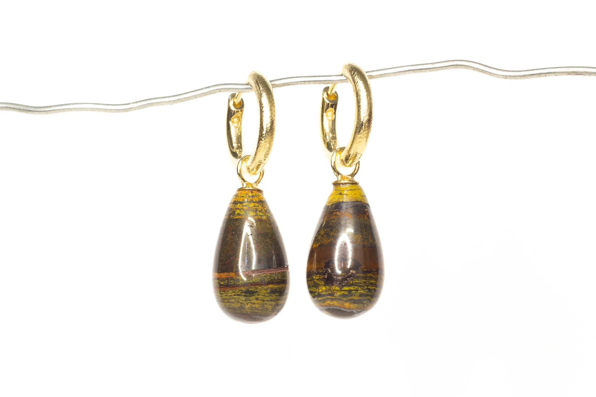 Endora Hoops - Yellow Gold with Tiger's Eye sold by Sophie Divett Jewelry product image thumbnail 2