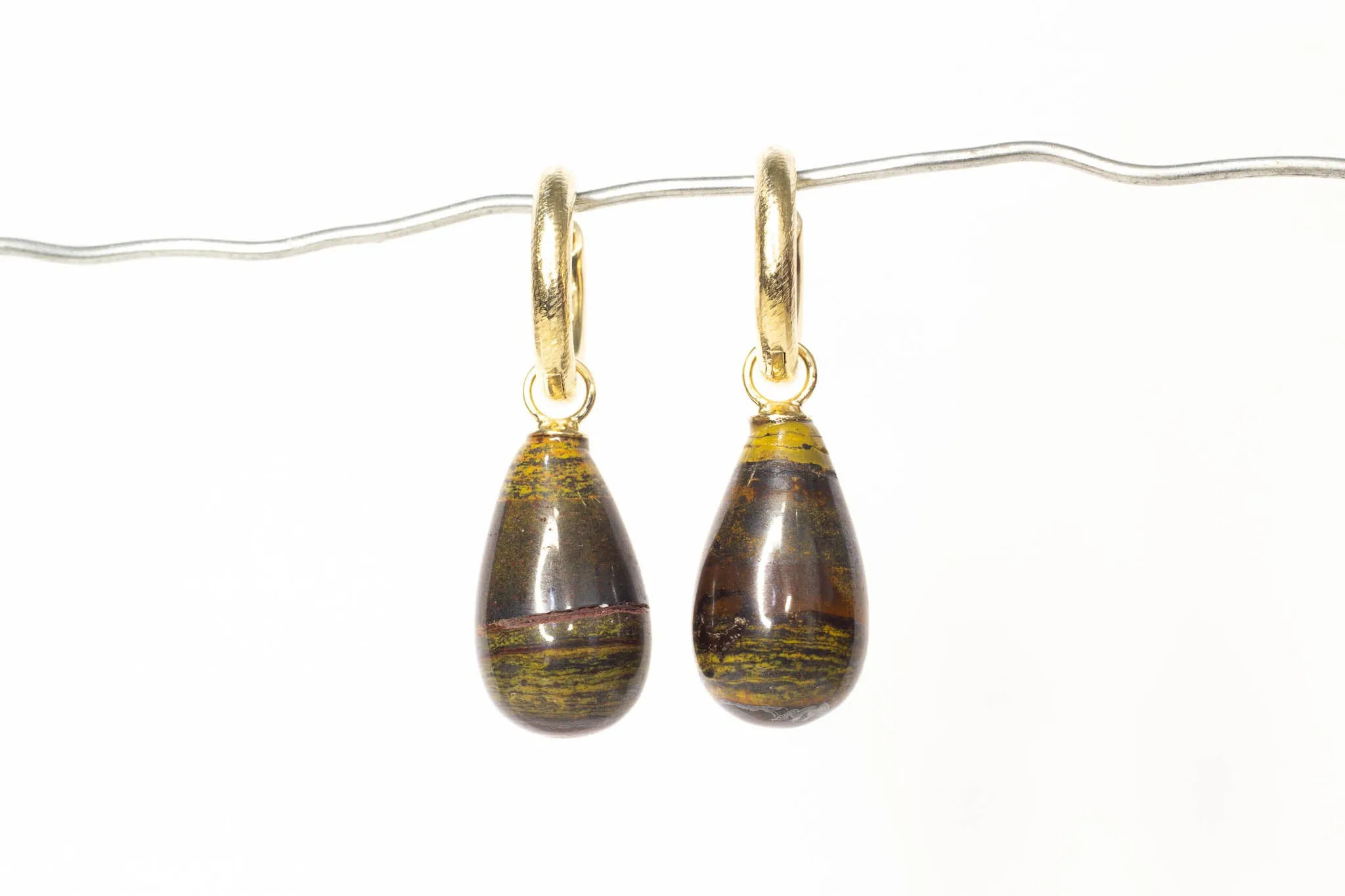 Endora Hoops - Yellow Gold with Tiger's Eye sold by Sophie Divett Jewelry product image thumbnail 3