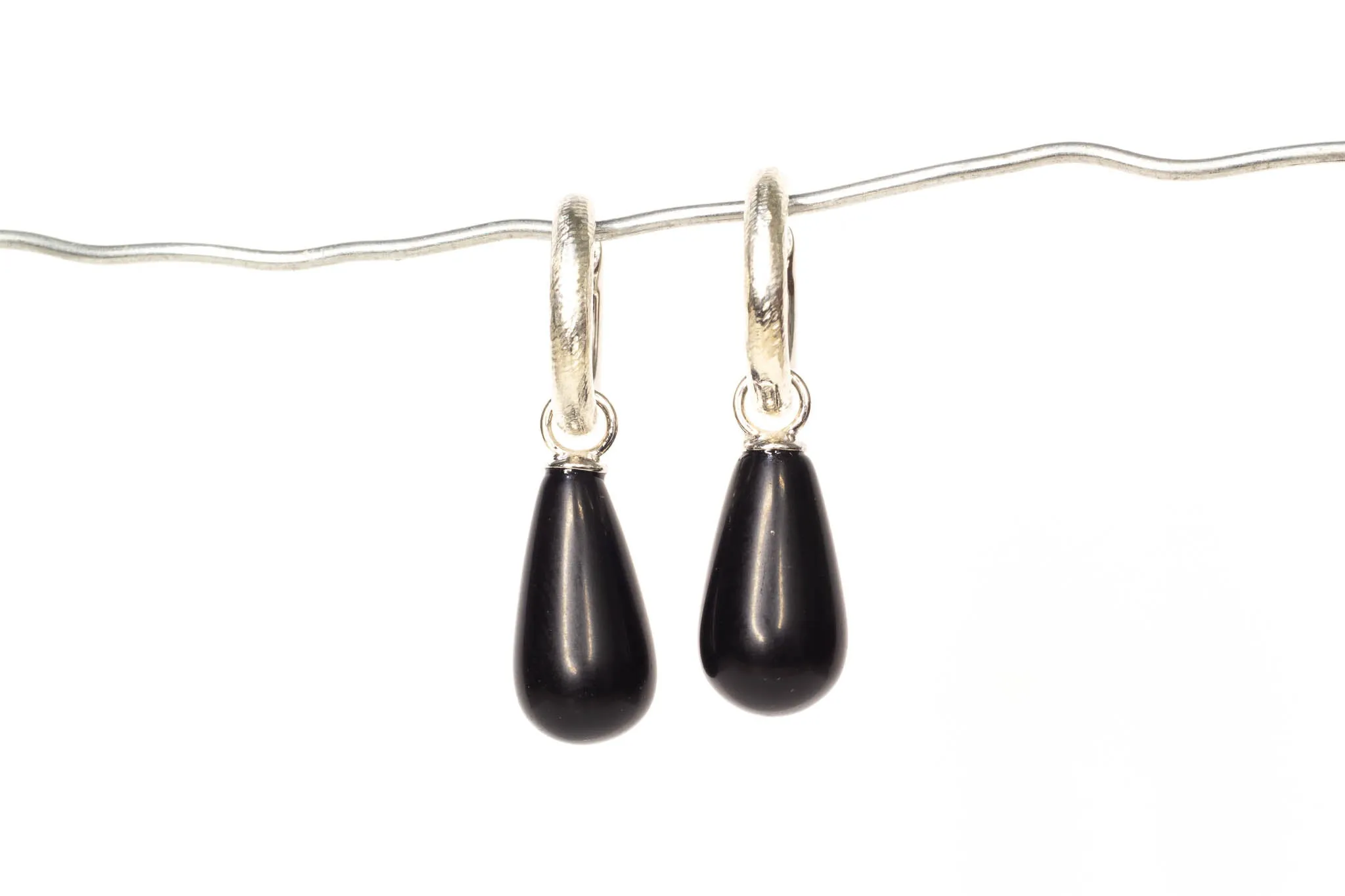 Endora Hoops - Sterling Silver with Onyx sold by Sophie Divett Jewelry product image thumbnail 3