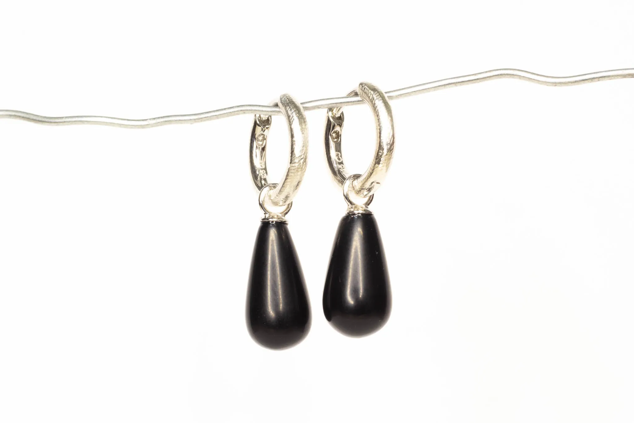 Endora Hoops - Sterling Silver with Onyx sold by Sophie Divett Jewelry product image thumbnail 2