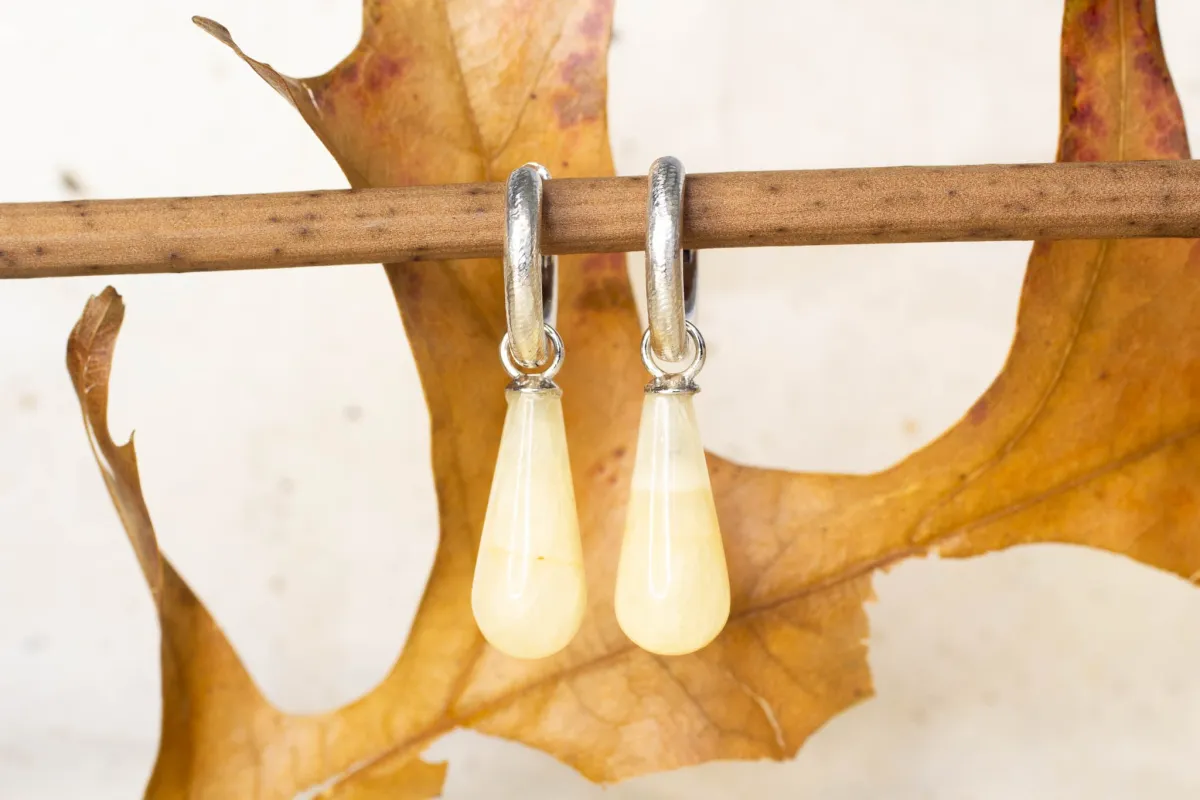 Endora Hoops - Sterling Silver with Aragonite sold by Sophie Divett Jewelry