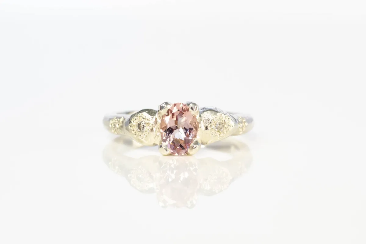 Thalia Ring - 9ct White Gold with Pink Morganite sold by Sophie Divett Jewelry