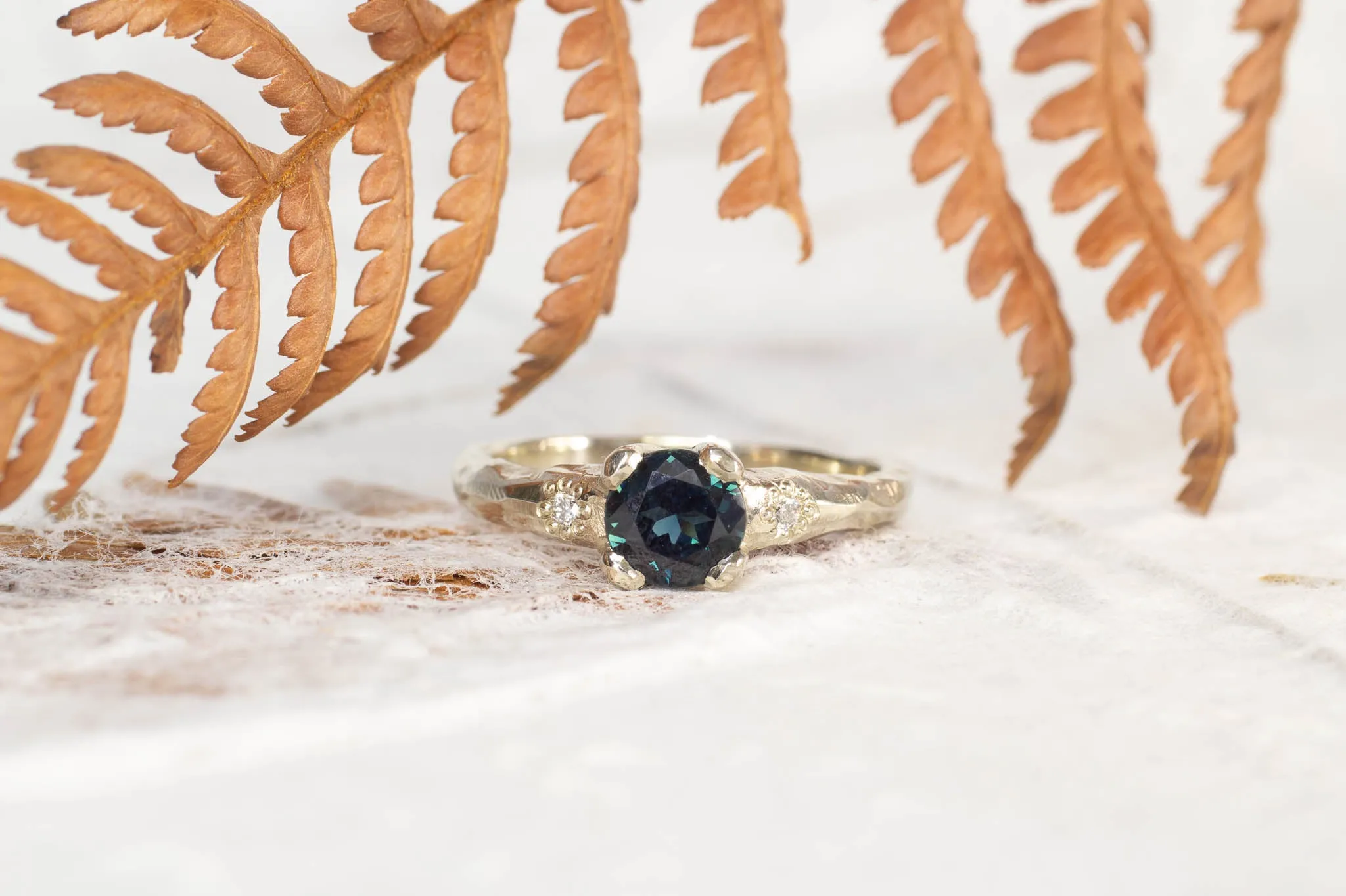 Mira Ring - 14ct White Gold with 0.905ct Teal Sapphire sold by Sophie Divett Jewelry product image thumbnail 2