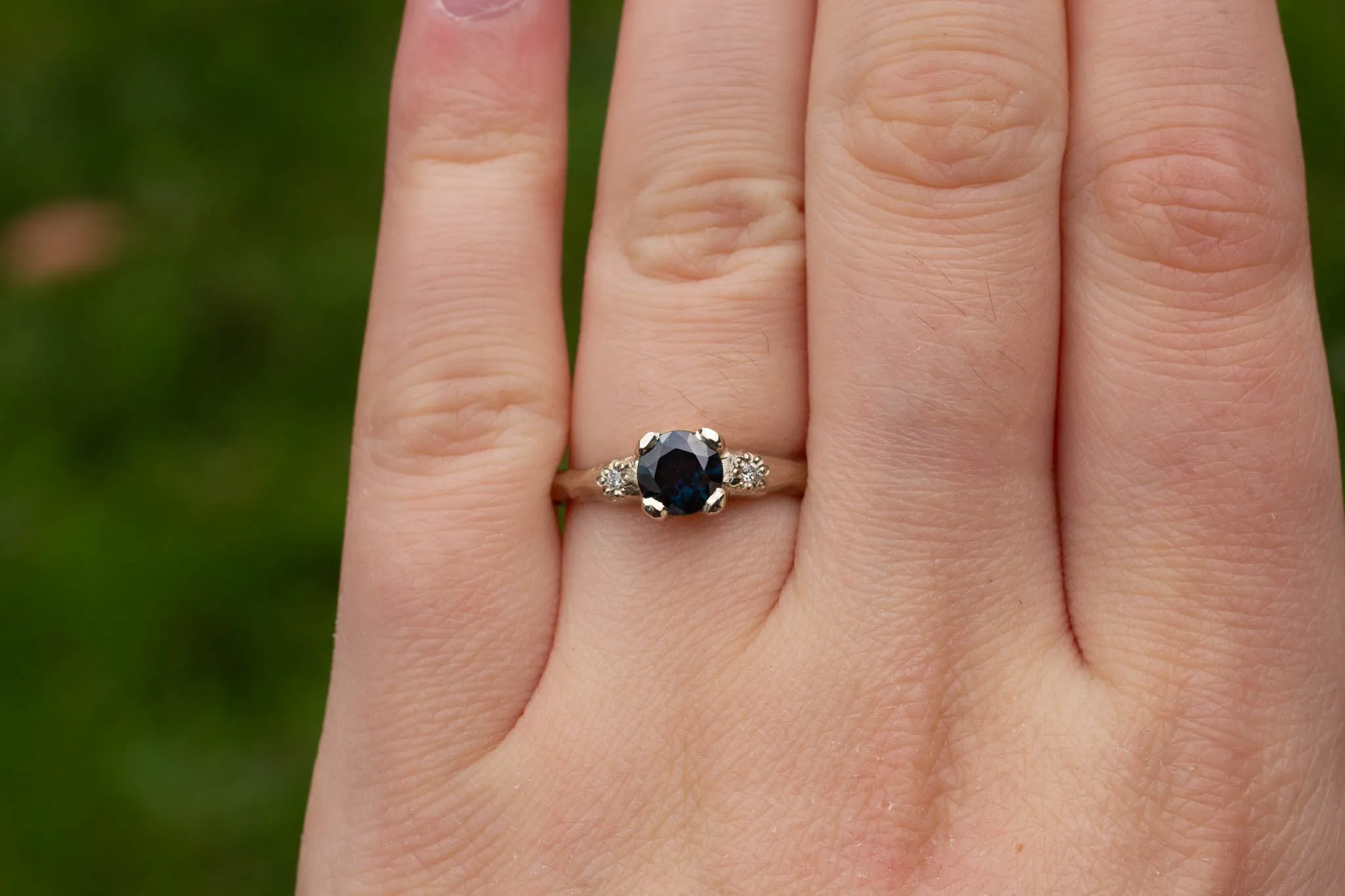 Mira Ring - 14ct White Gold with 0.905ct Teal Sapphire sold by Sophie Divett Jewelry product image thumbnail 4